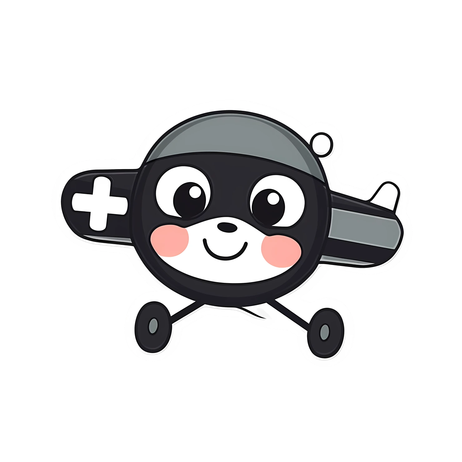 Kawaii plane sticker isolated on transparent background #26144