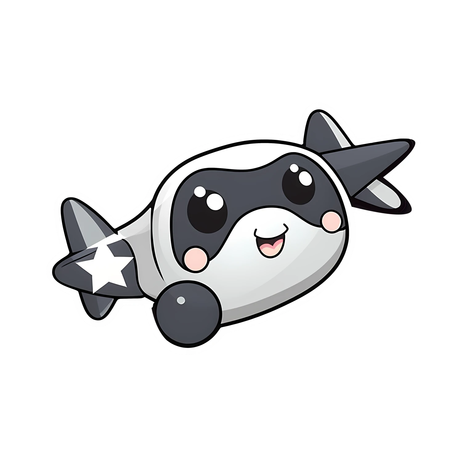 Kawaii plane sticker isolated on transparent background #26145
