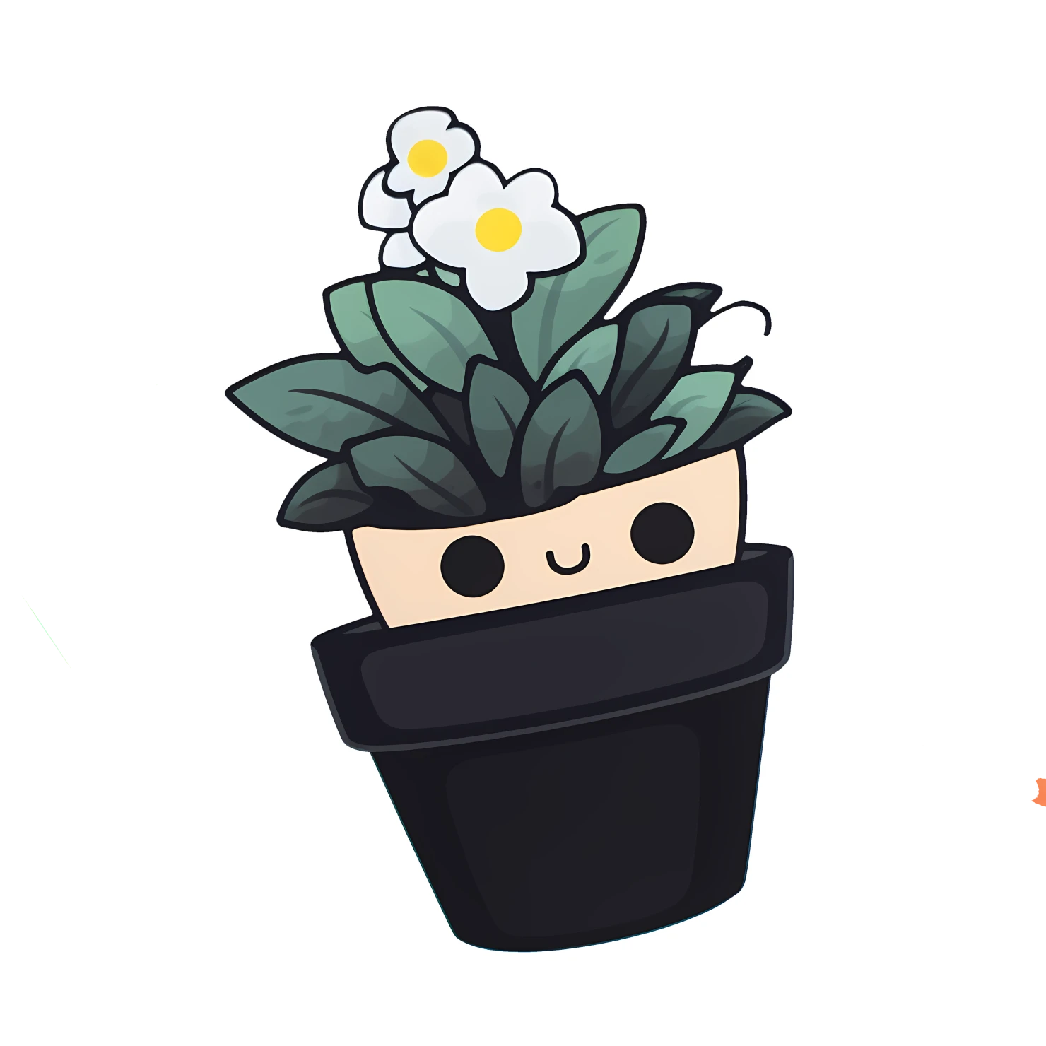 Kawaii potted plant sticker isolated on transparent background #26151