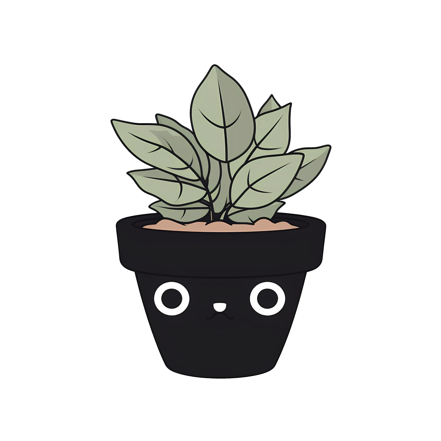 Kawaii potted plant sticker isolated on transparent background #26153