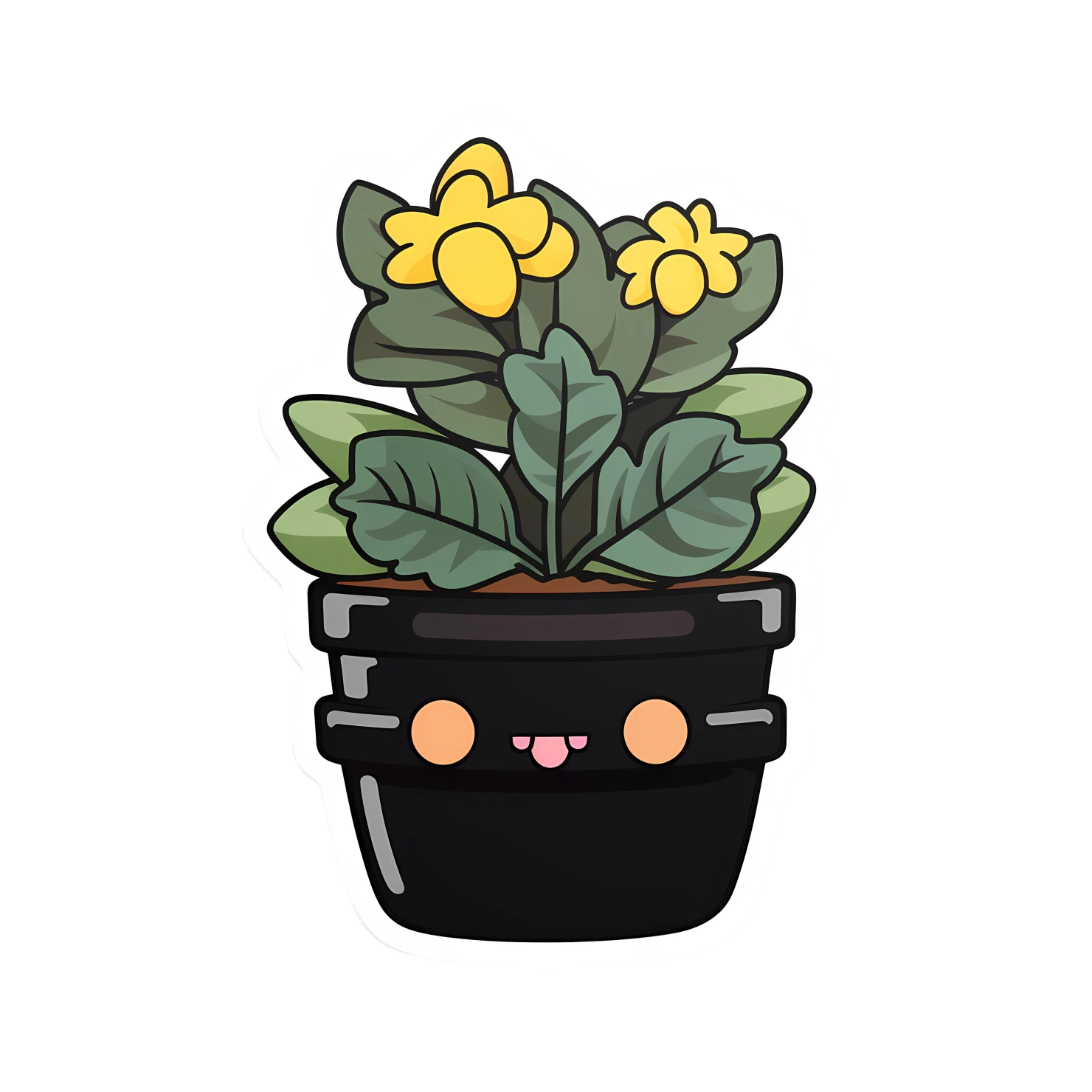 Kawaii potted plant sticker isolated on transparent background #26157