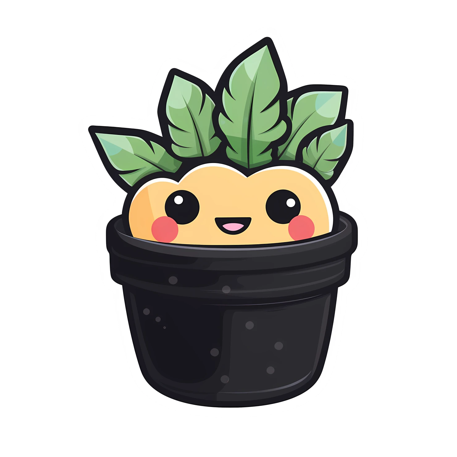 Kawaii potted plant sticker isolated on transparent background #26158
