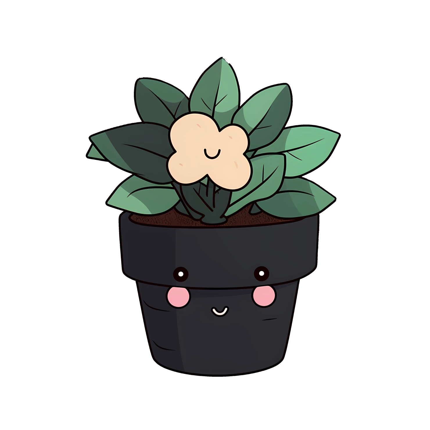 Kawaii potted plant sticker isolated on transparent background #26160