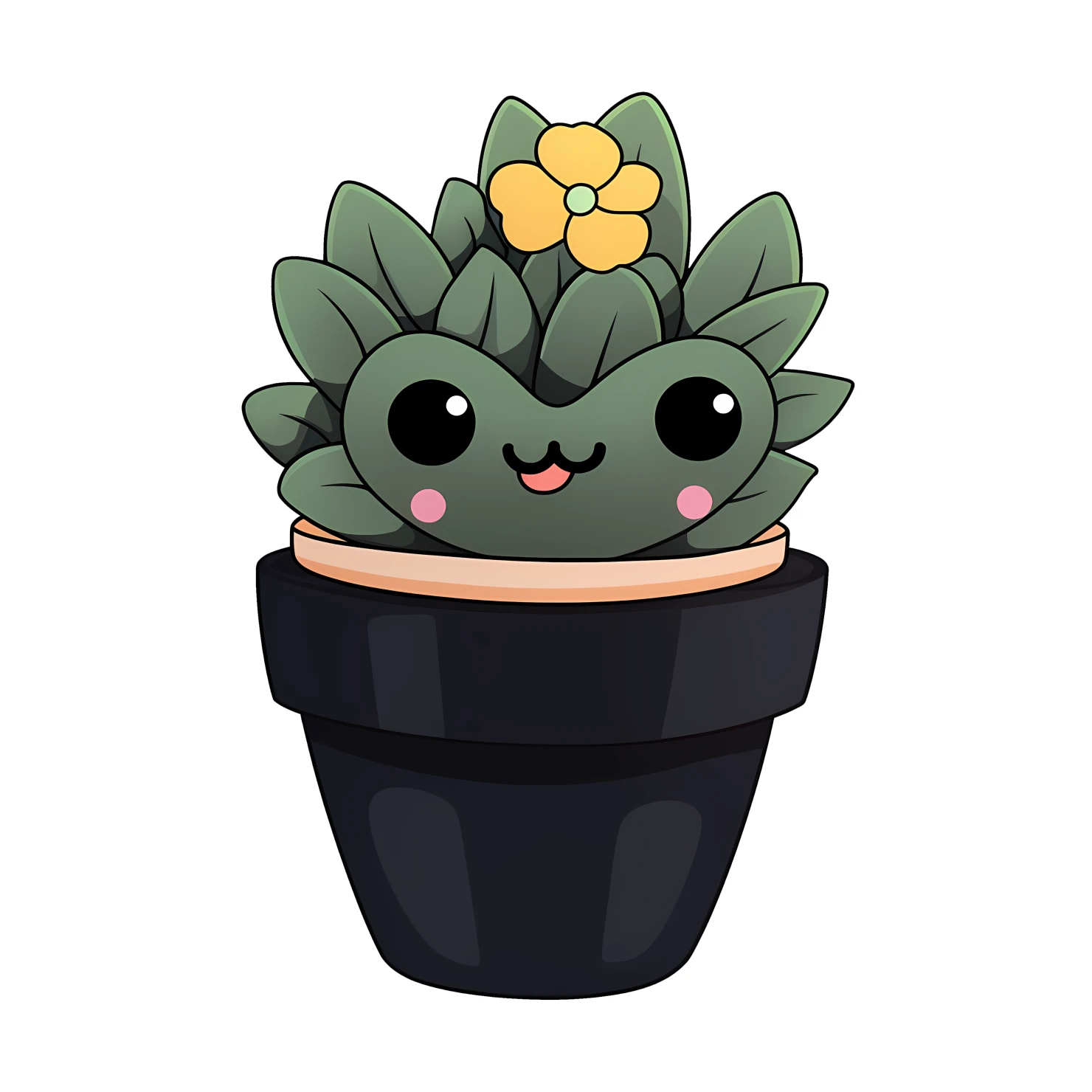 Kawaii potted plant sticker isolated on transparent background #26161