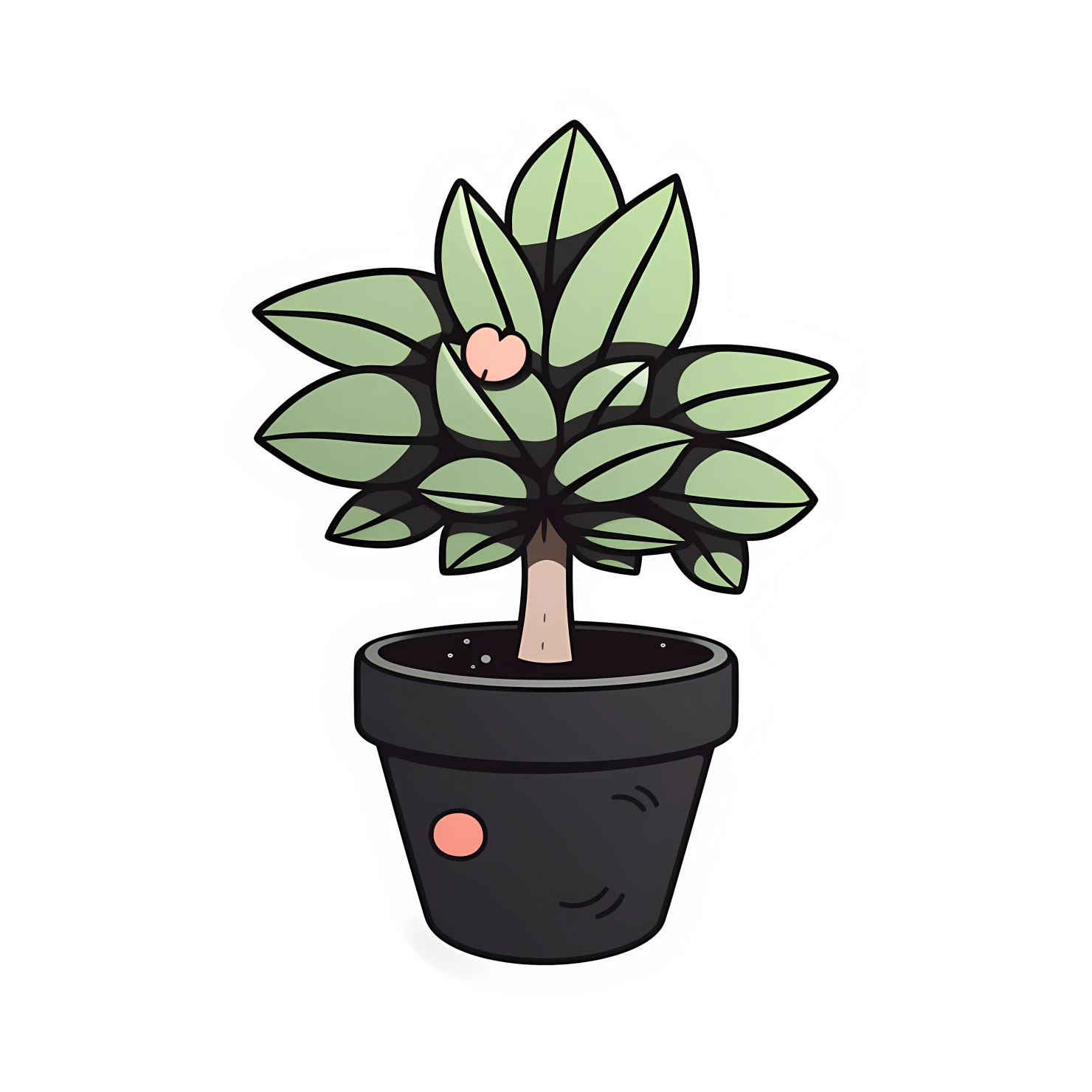 Kawaii potted plant sticker isolated on transparent background #26162