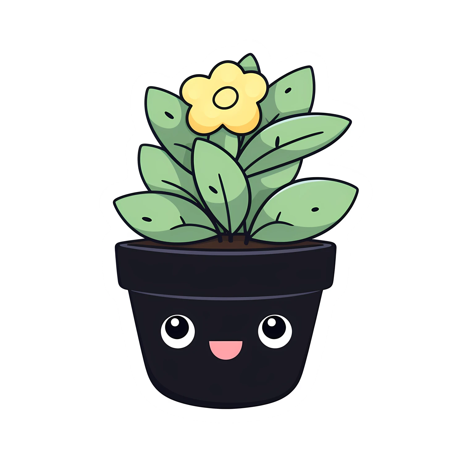 Kawaii potted plant sticker isolated on transparent background #26163