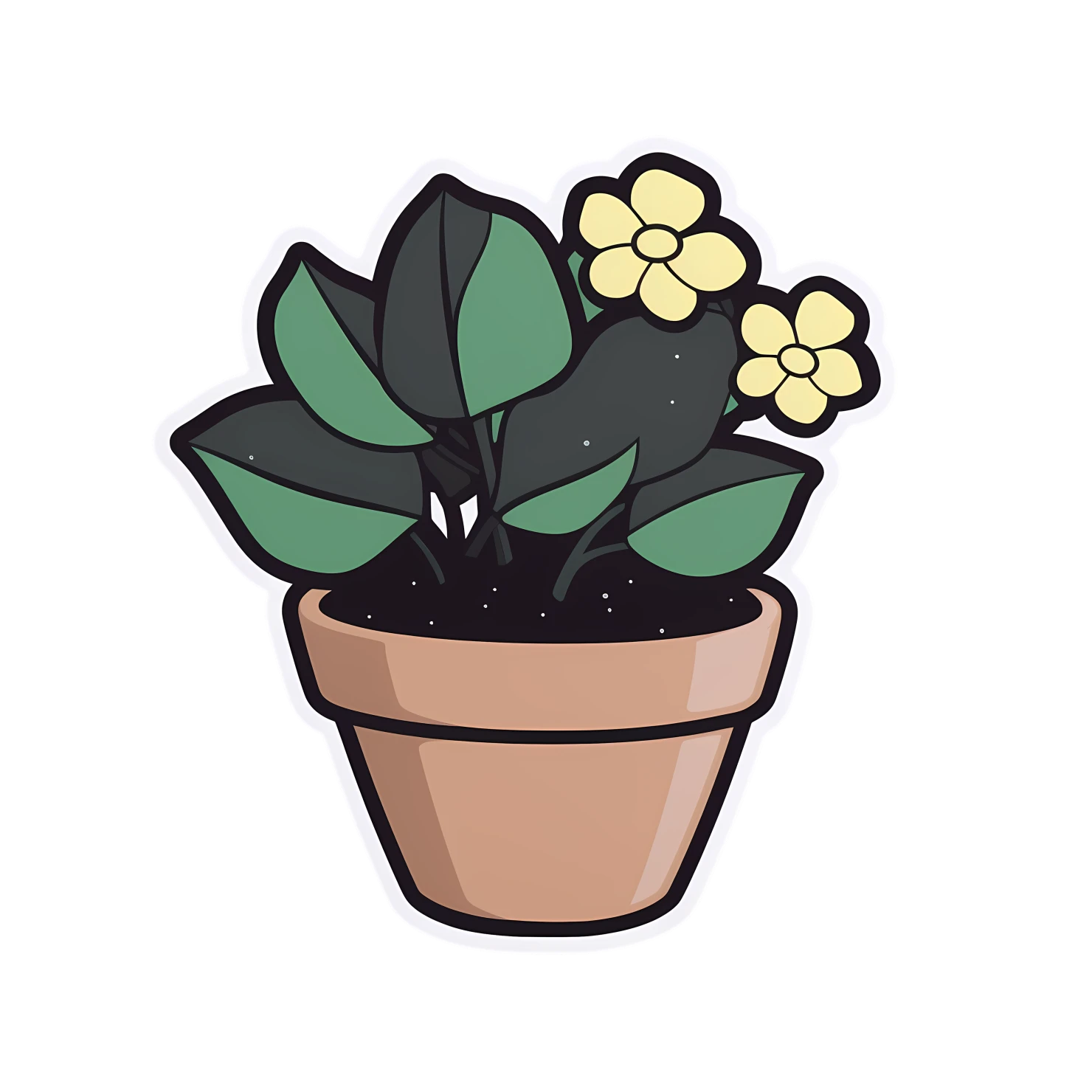 Kawaii potted plant sticker isolated on transparent background #26164