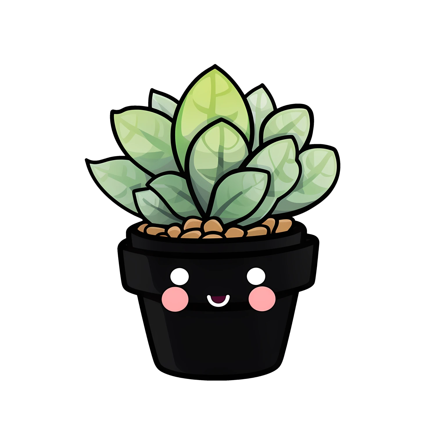 Kawaii potted plant sticker isolated on transparent background #26165