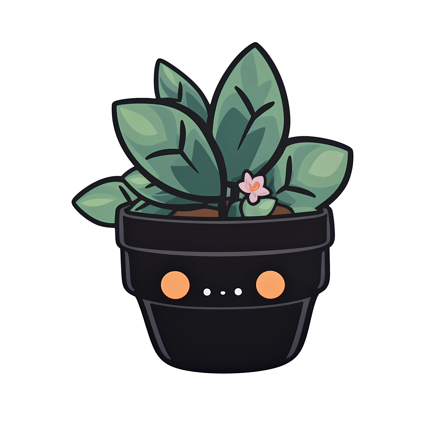 Kawaii potted plant sticker isolated on transparent background #26166