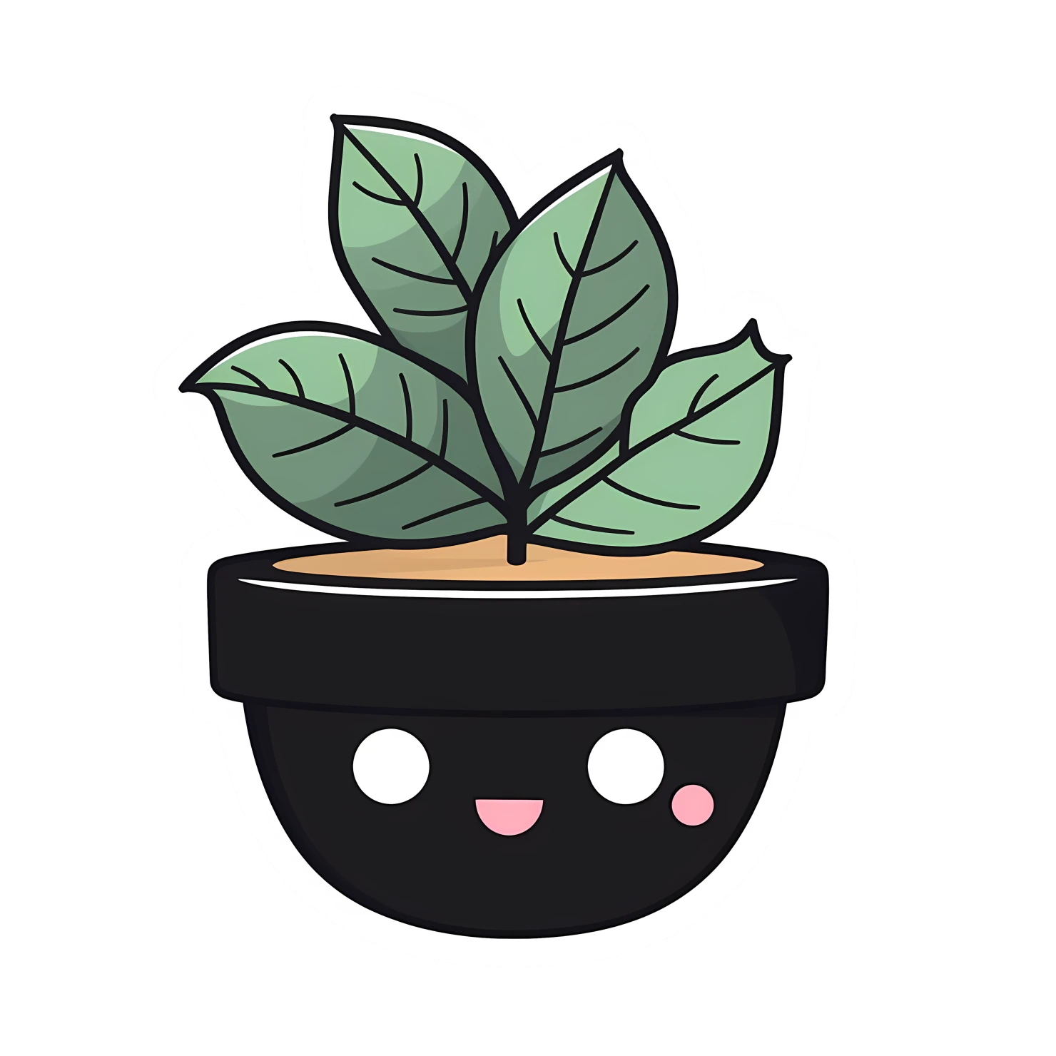 Kawaii potted plant sticker isolated on transparent background #26168