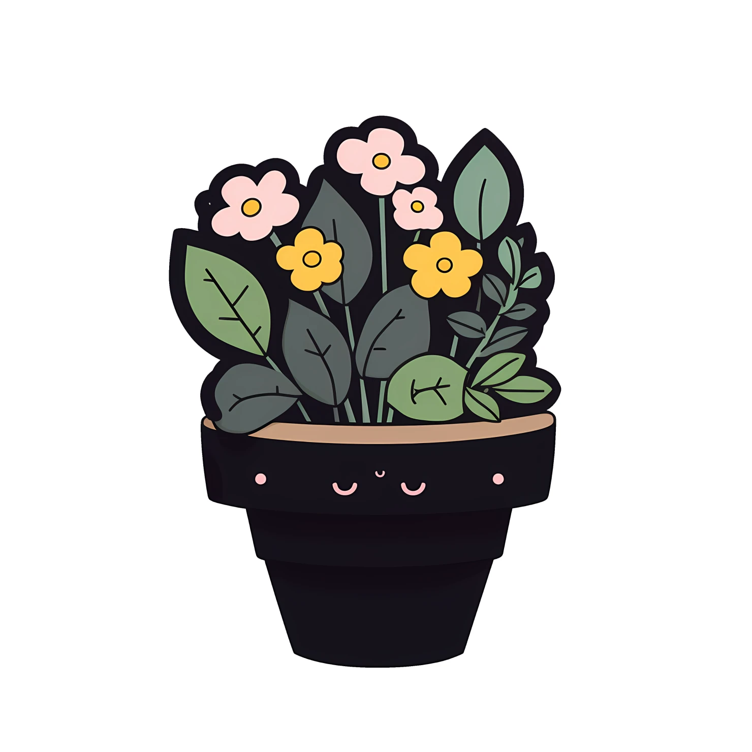 Kawaii potted plant sticker isolated on transparent background #26170
