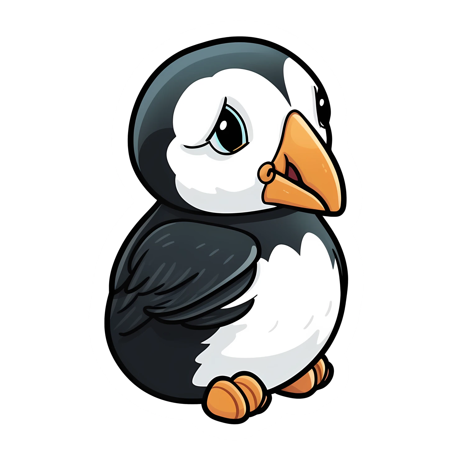 Kawaii puffin sticker isolated on transparent background #26190