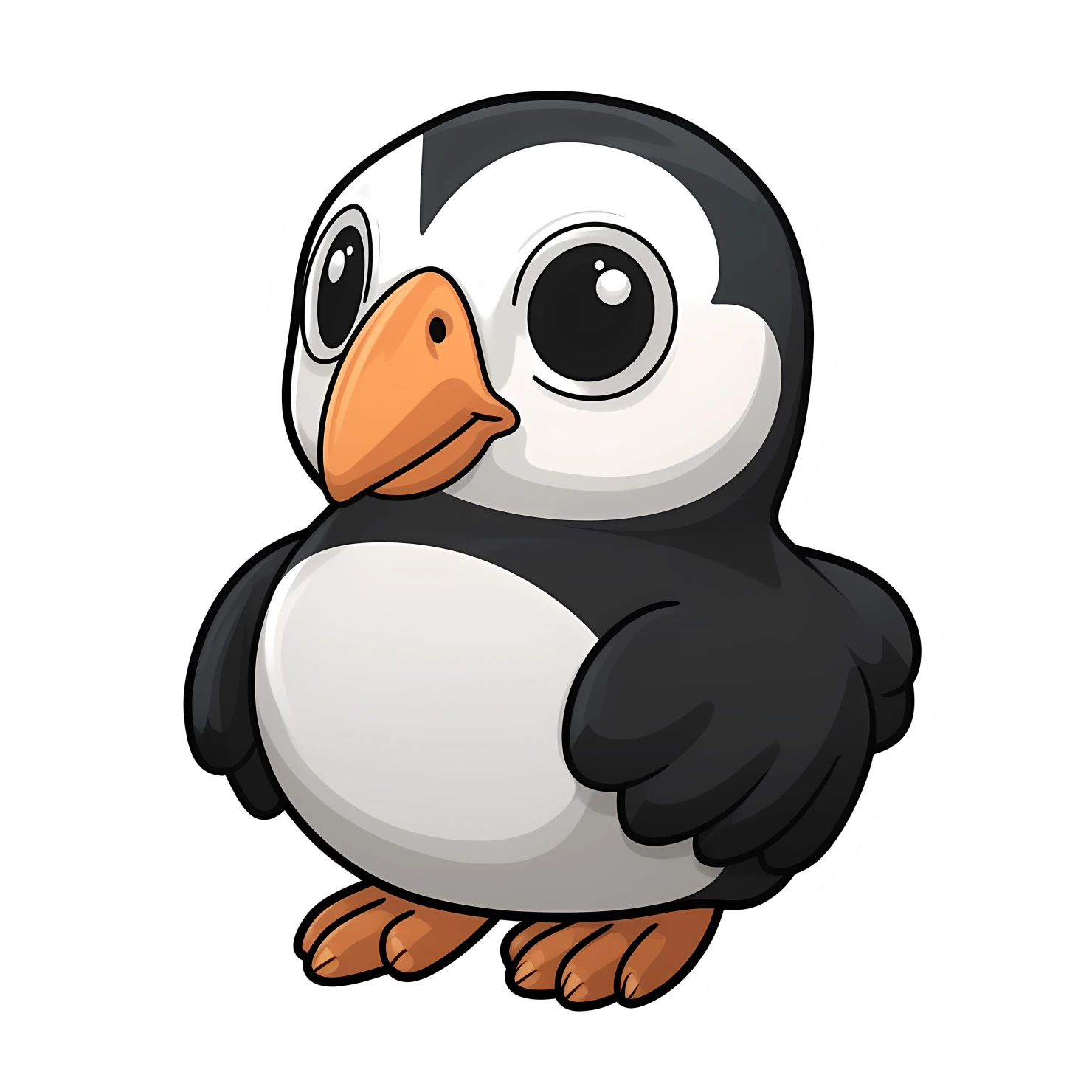 Kawaii puffin sticker isolated on transparent background #26191