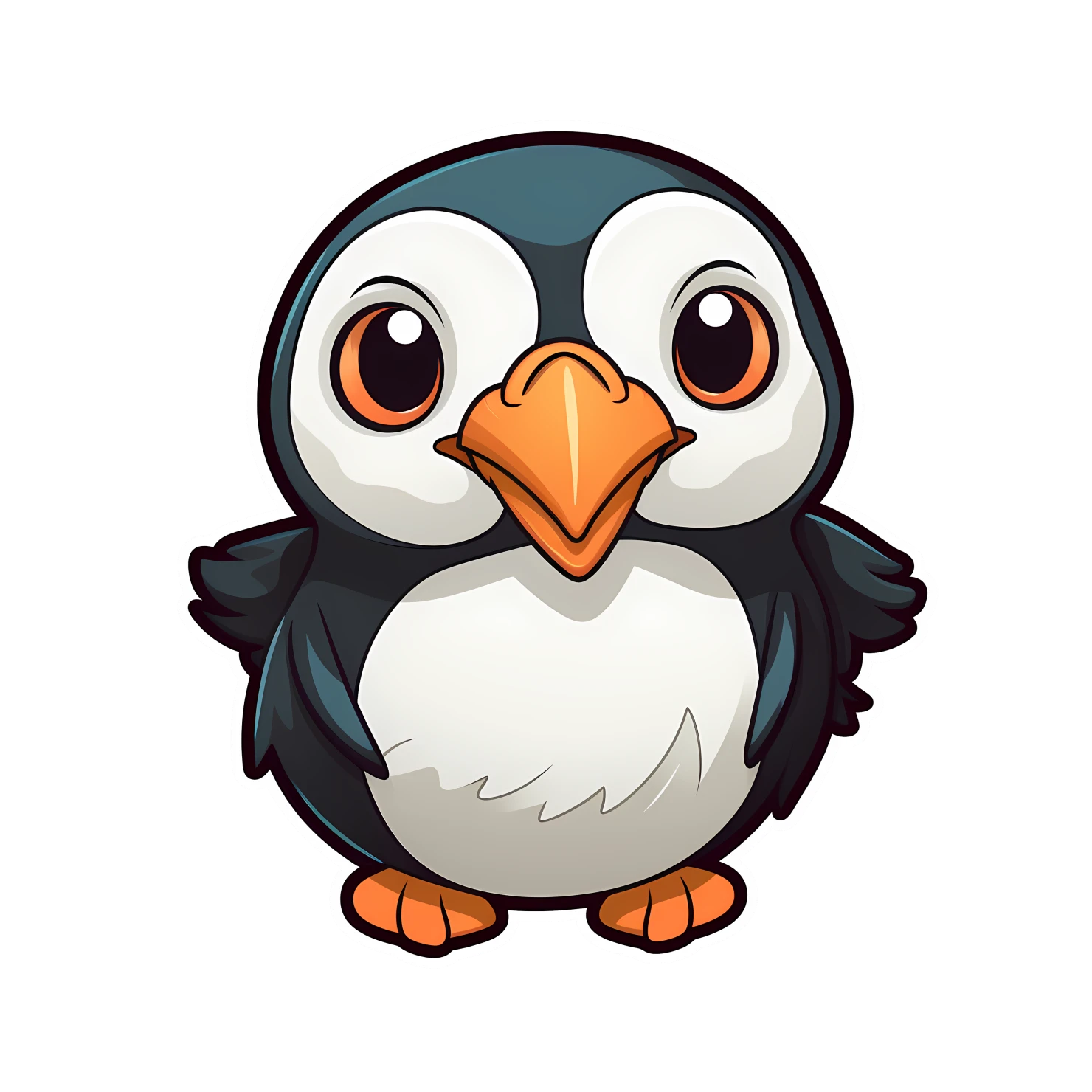 Kawaii puffin sticker isolated on transparent background #26195