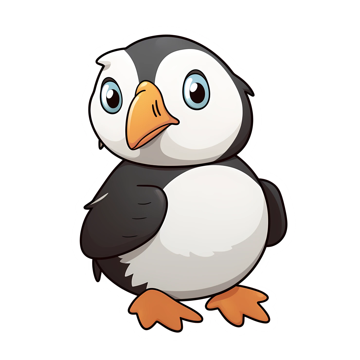 Kawaii puffin sticker isolated on transparent background #26198