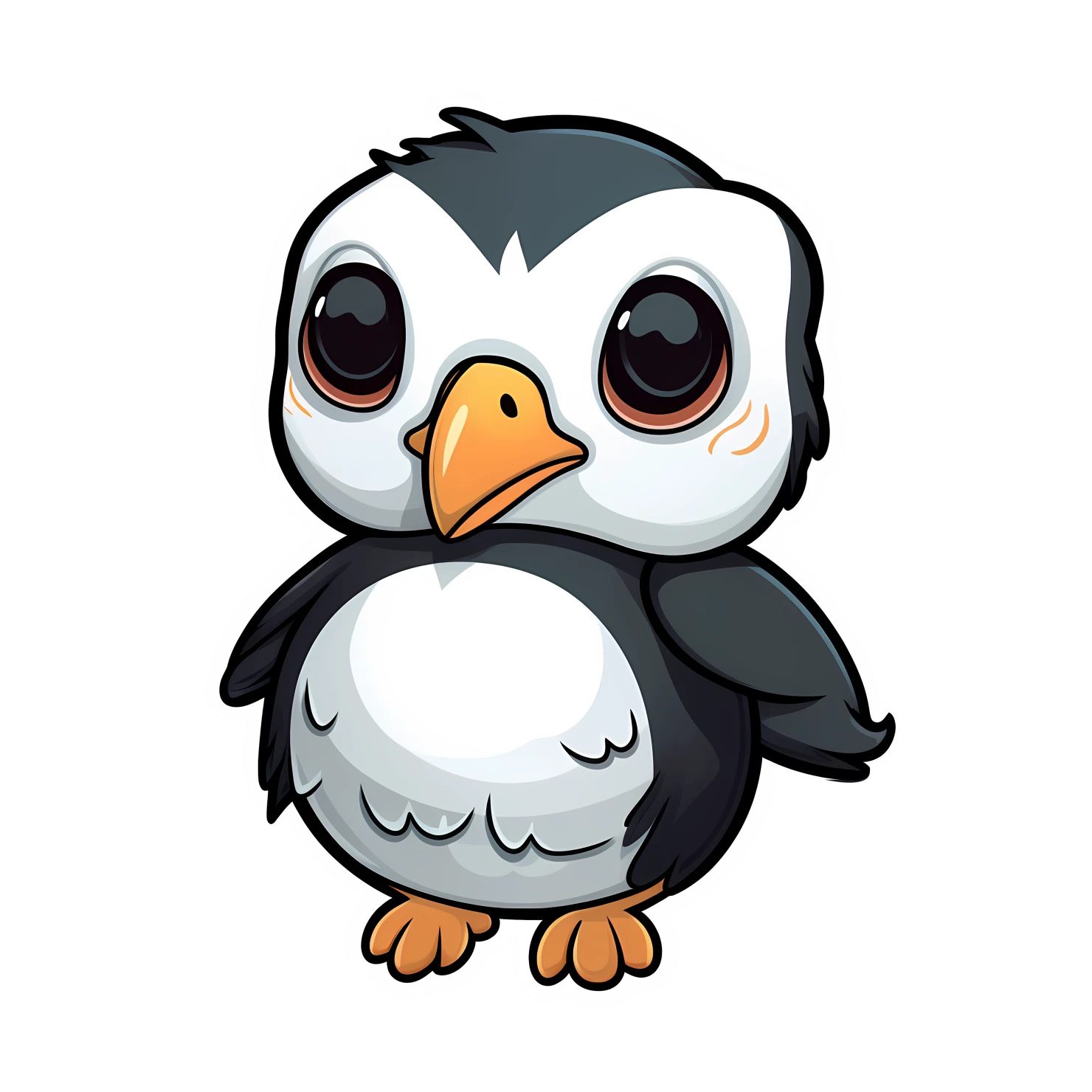 Kawaii puffin sticker isolated on transparent background #26200