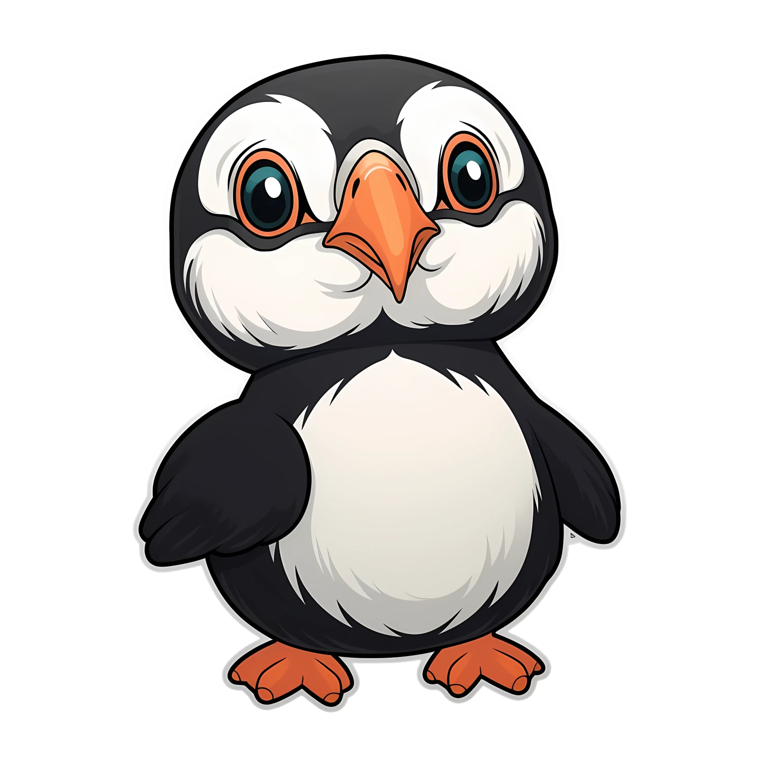 Kawaii puffin sticker isolated on transparent background #26201