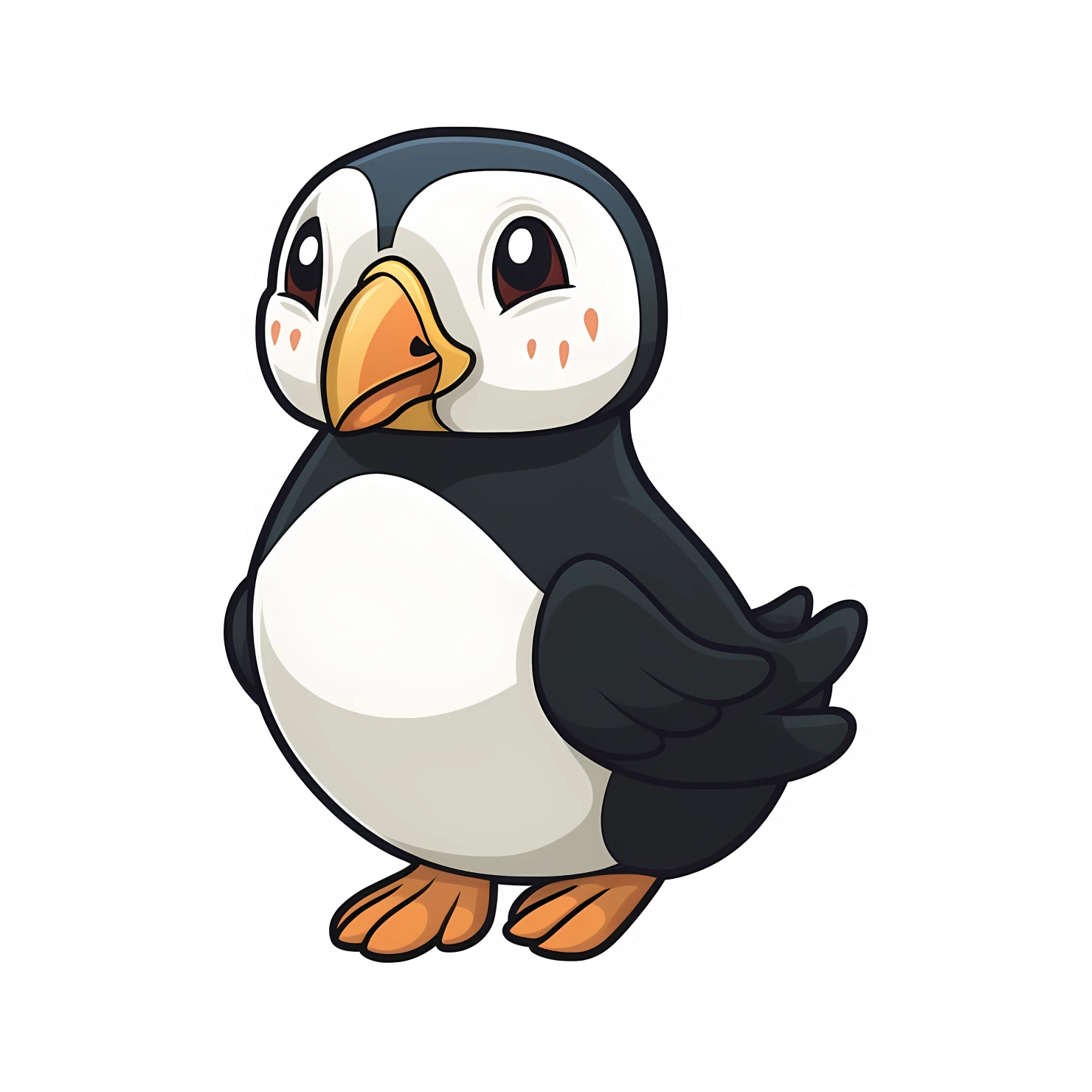 Kawaii puffin sticker isolated on transparent background #26202