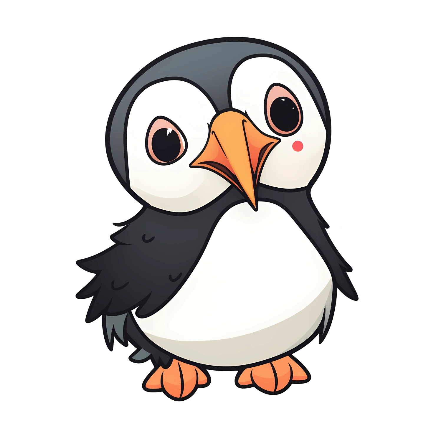 Kawaii puffin sticker isolated on transparent background #26203