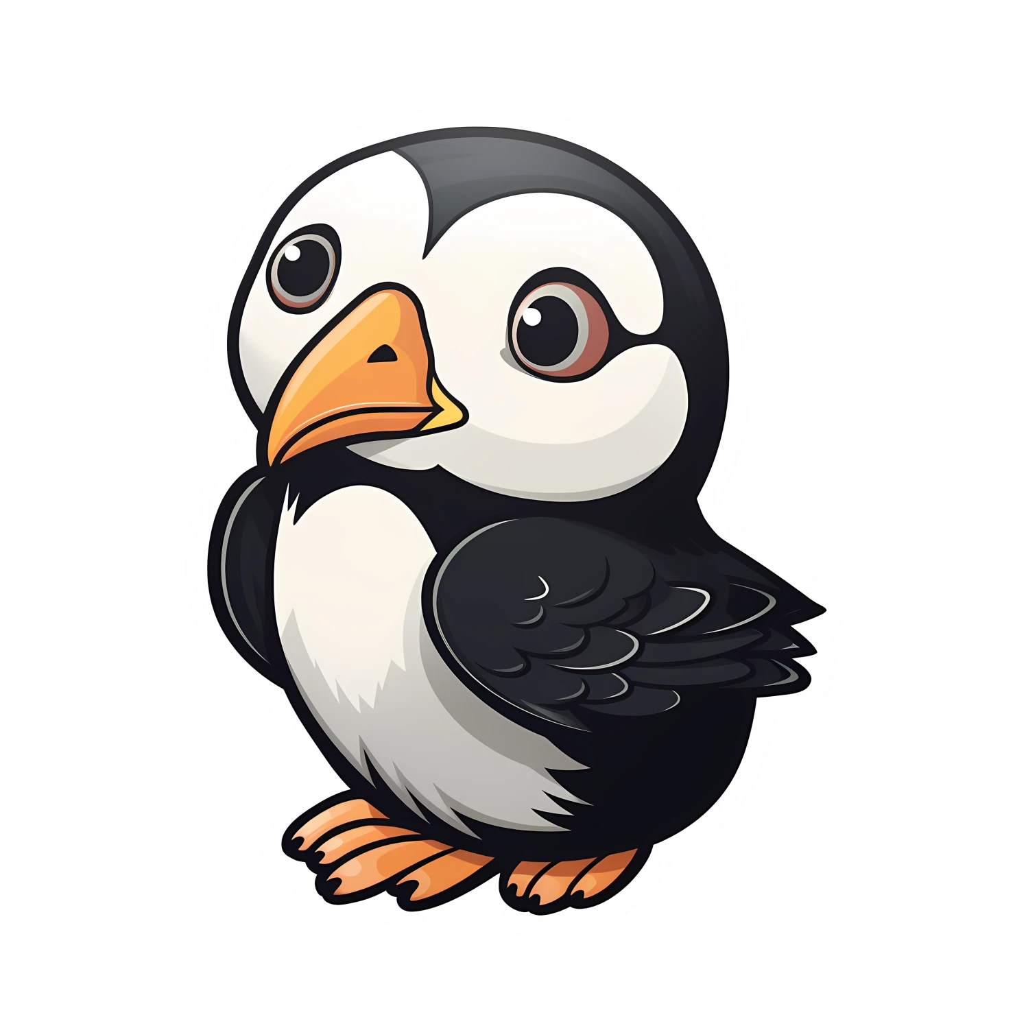 Kawaii puffin sticker isolated on transparent background #26206
