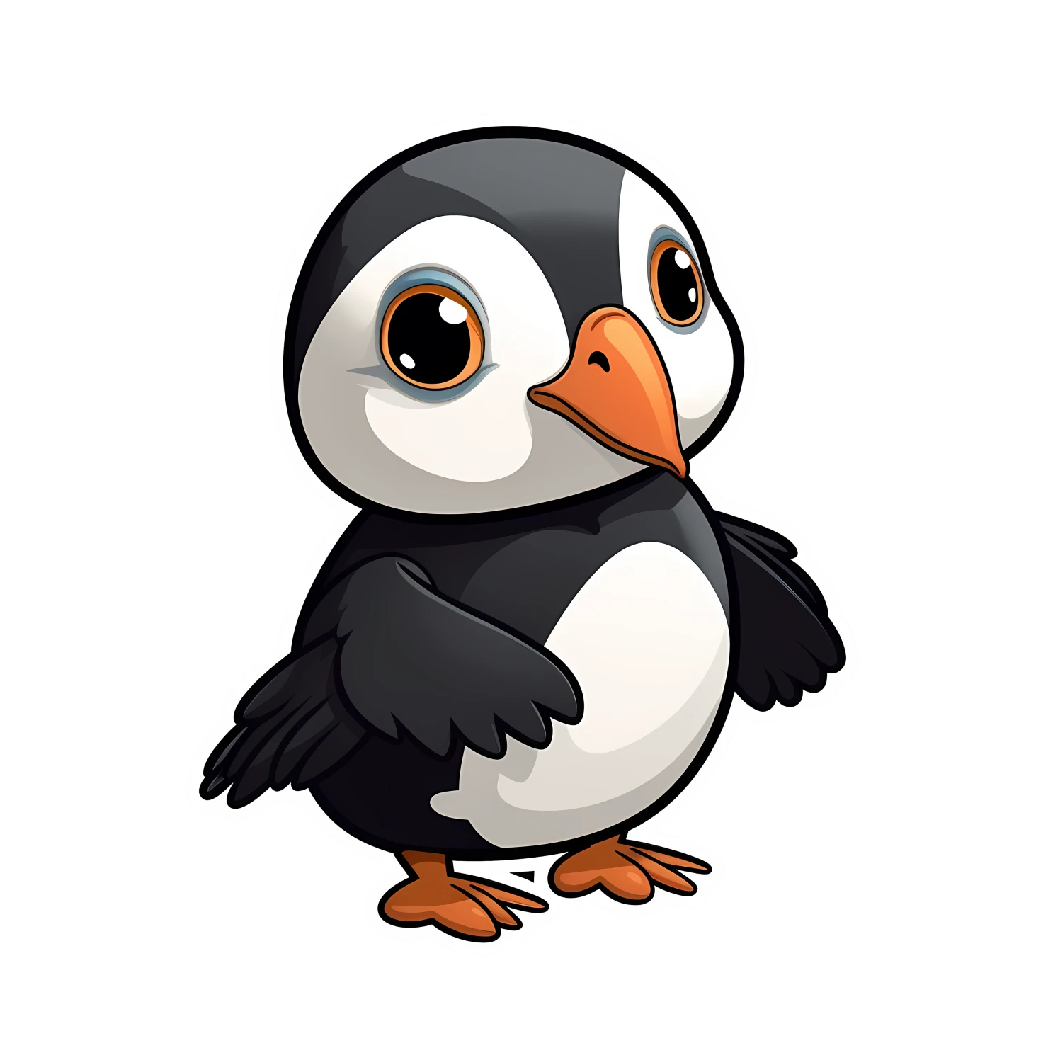 Kawaii puffin sticker isolated on transparent background #26207