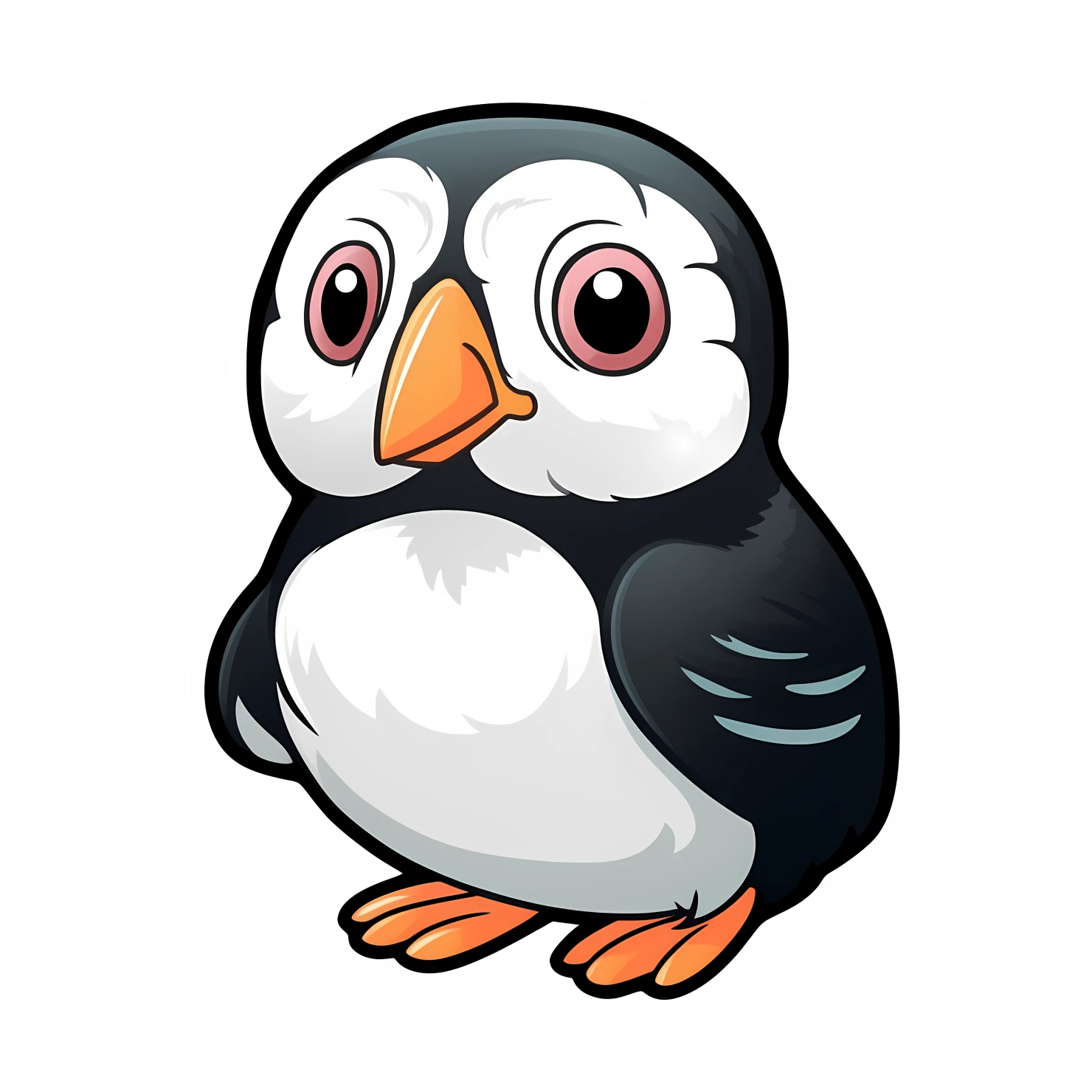 Kawaii puffin sticker isolated on transparent background #26208
