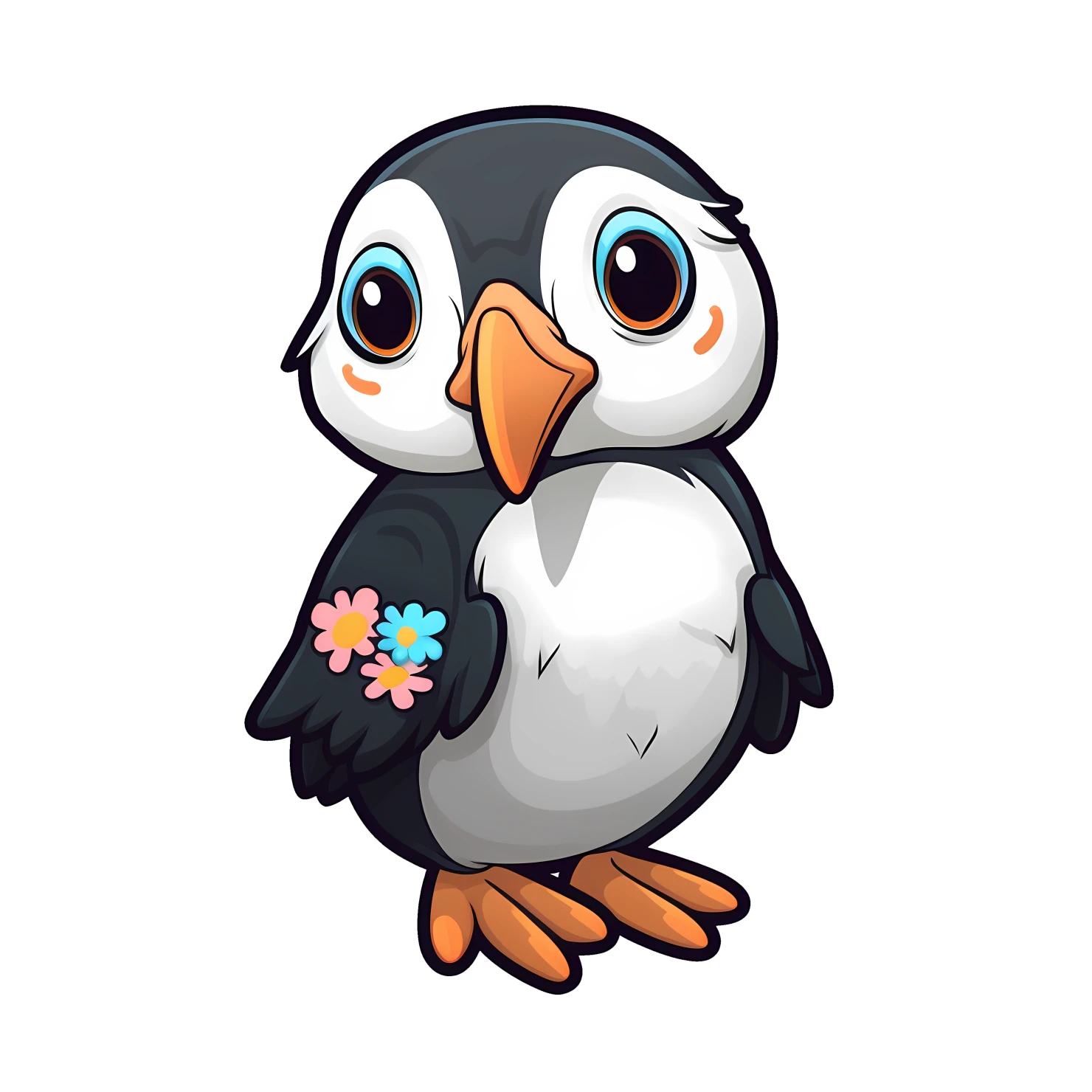 Kawaii puffin sticker isolated on transparent background #26209