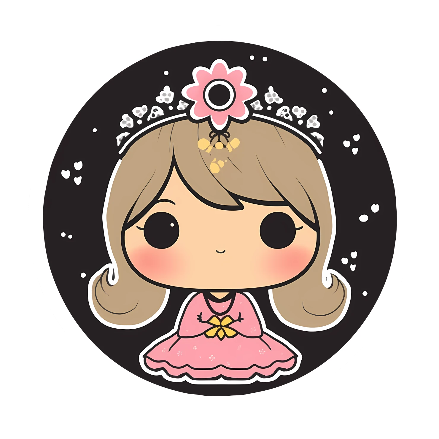 Kawaii princesses sticker isolated on transparent background #26216