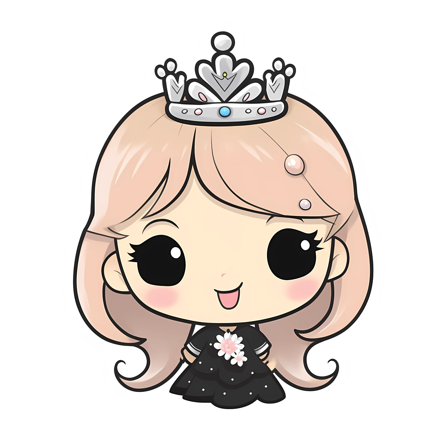 Kawaii princesses sticker isolated on transparent background #26221
