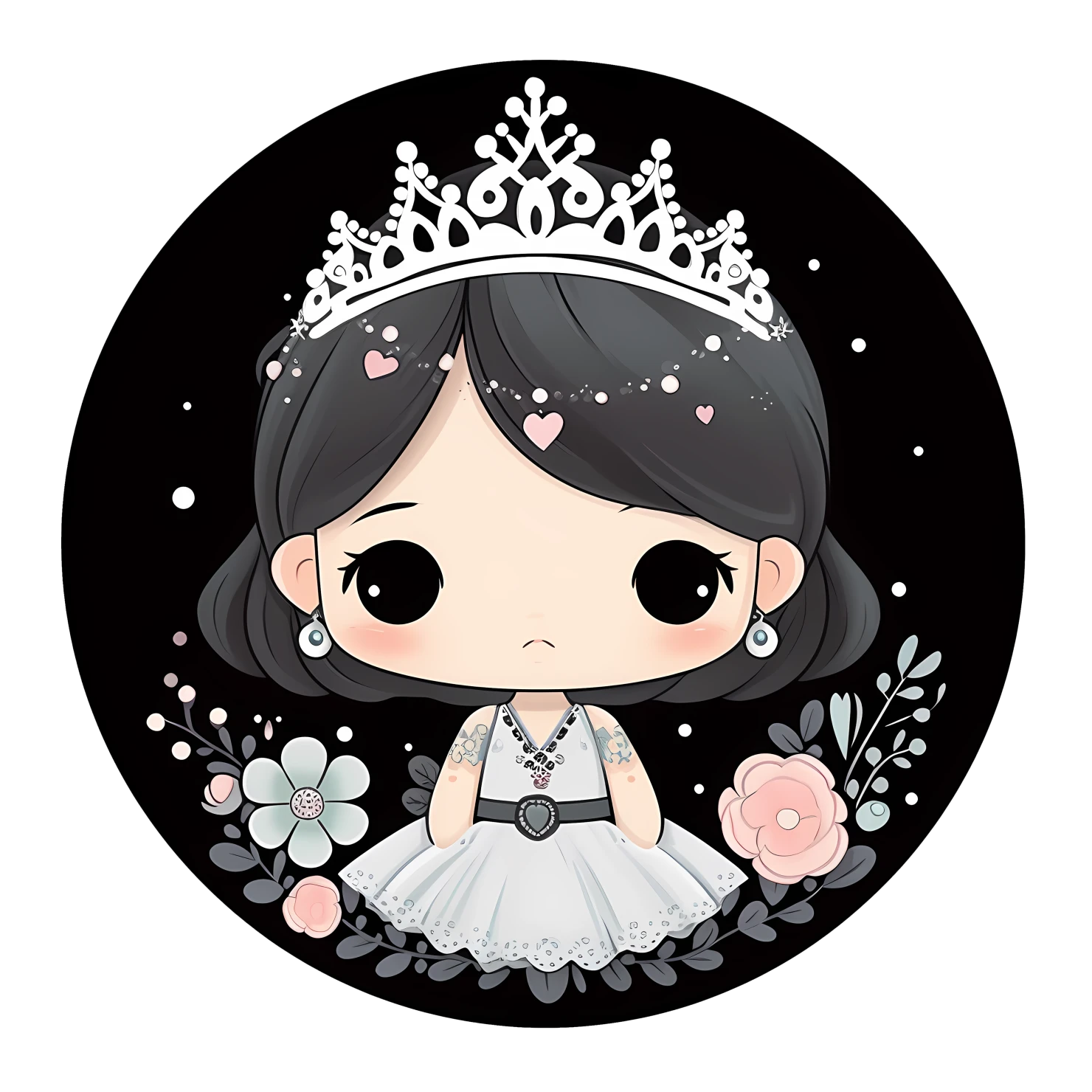 Kawaii princesses sticker isolated on transparent background #26224