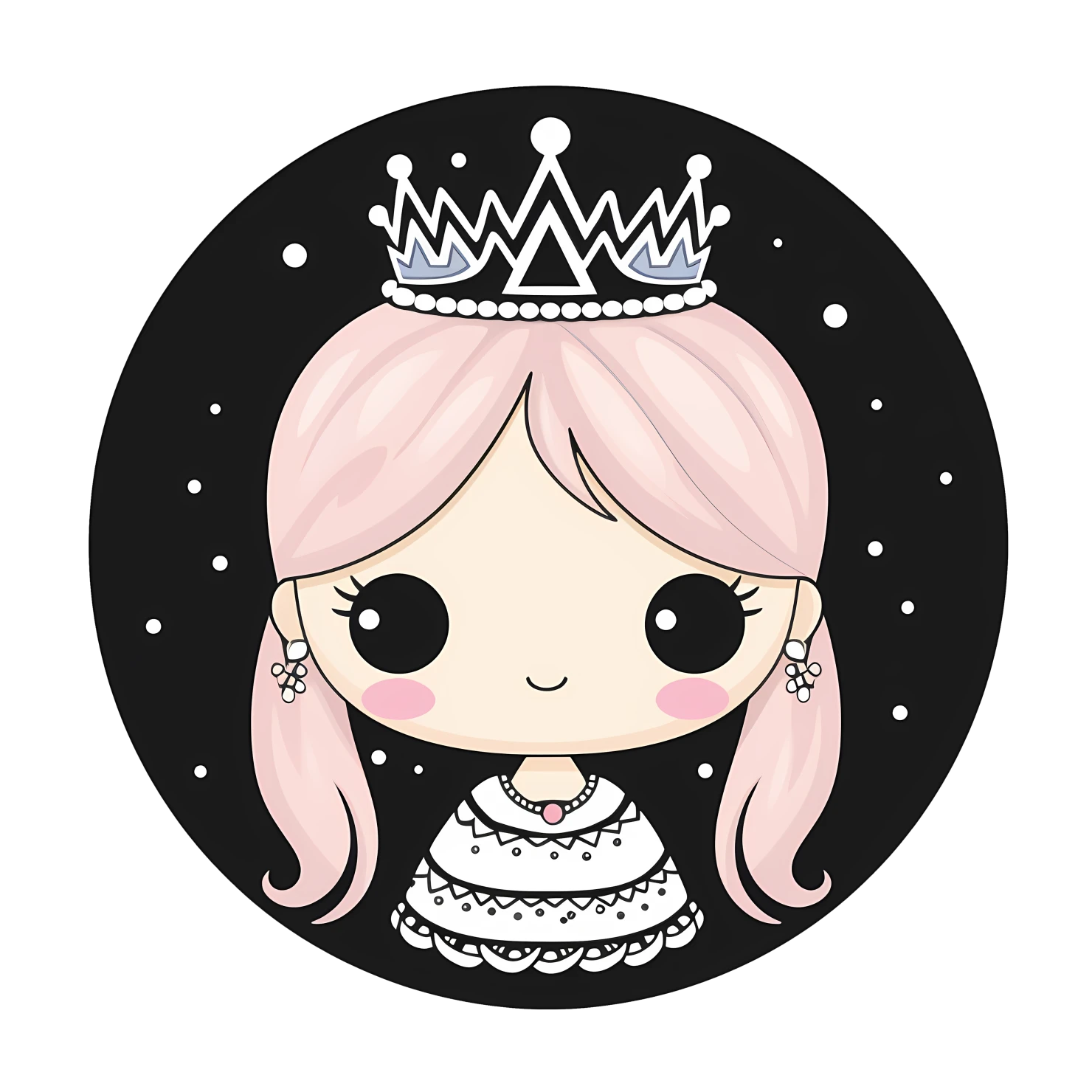 Kawaii princesses sticker isolated on transparent background #26225