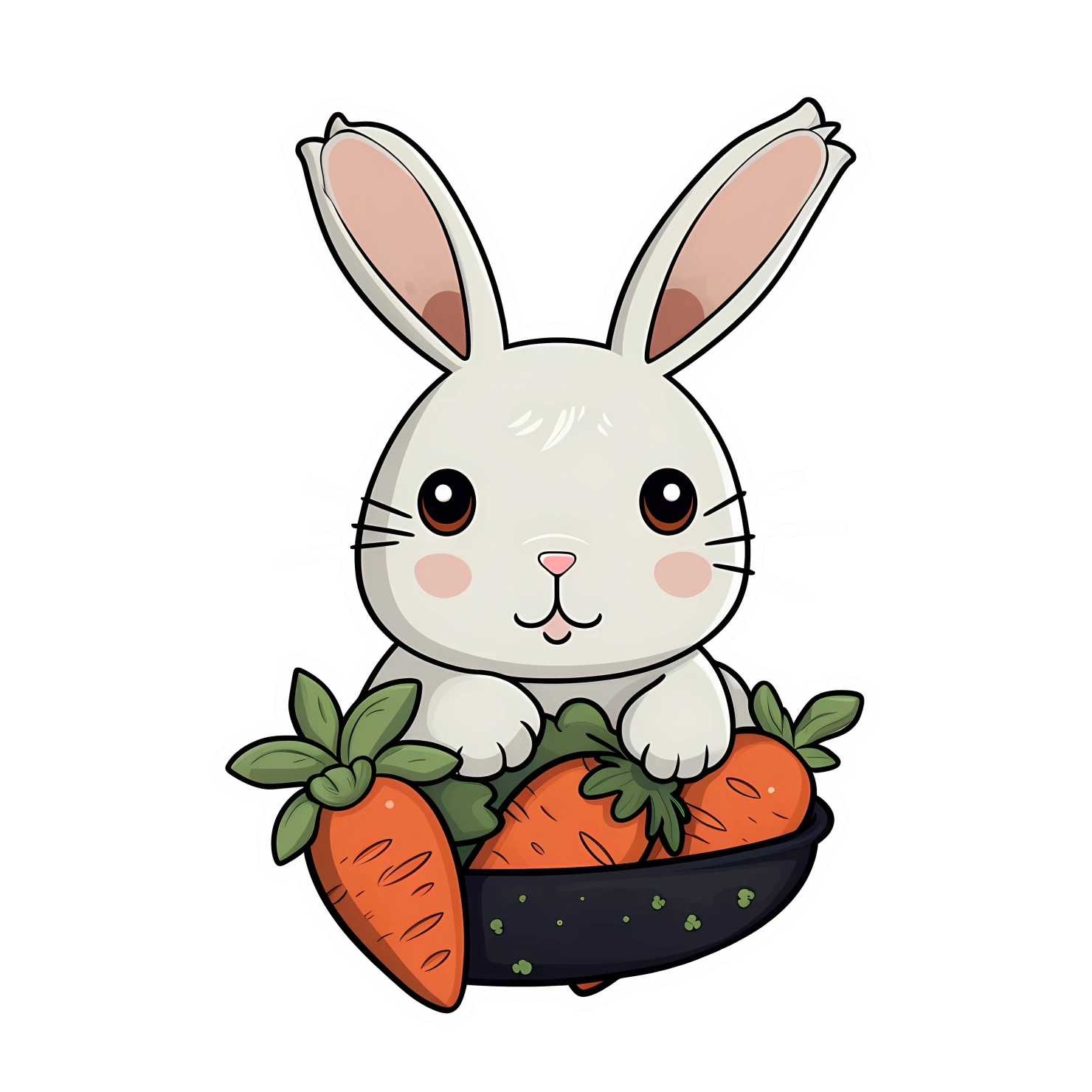 Kawaii rabbit sticker isolated on transparent background #26247
