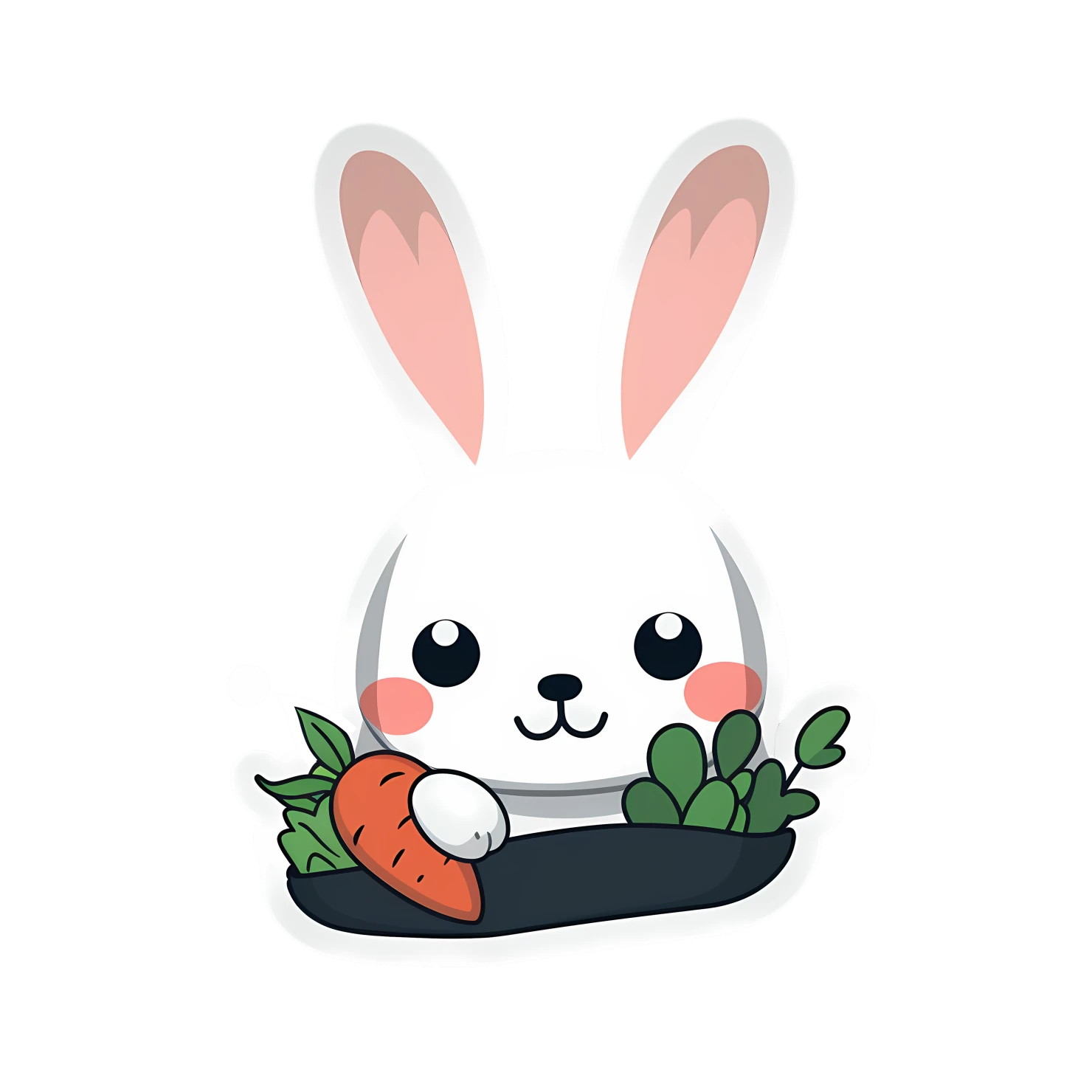 Kawaii rabbit sticker isolated on transparent background #26250
