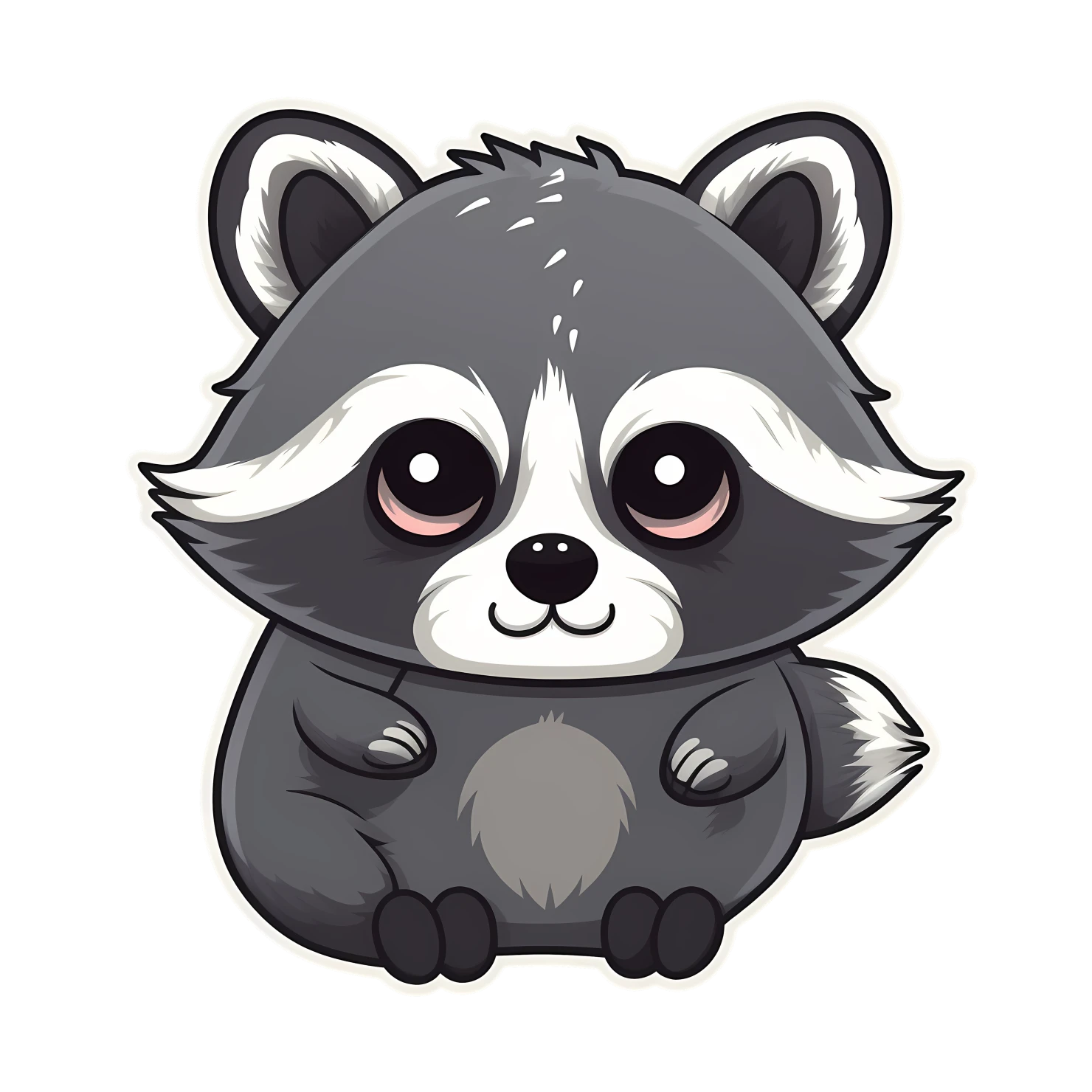 Kawaii raccoon sticker isolated on transparent background #26254