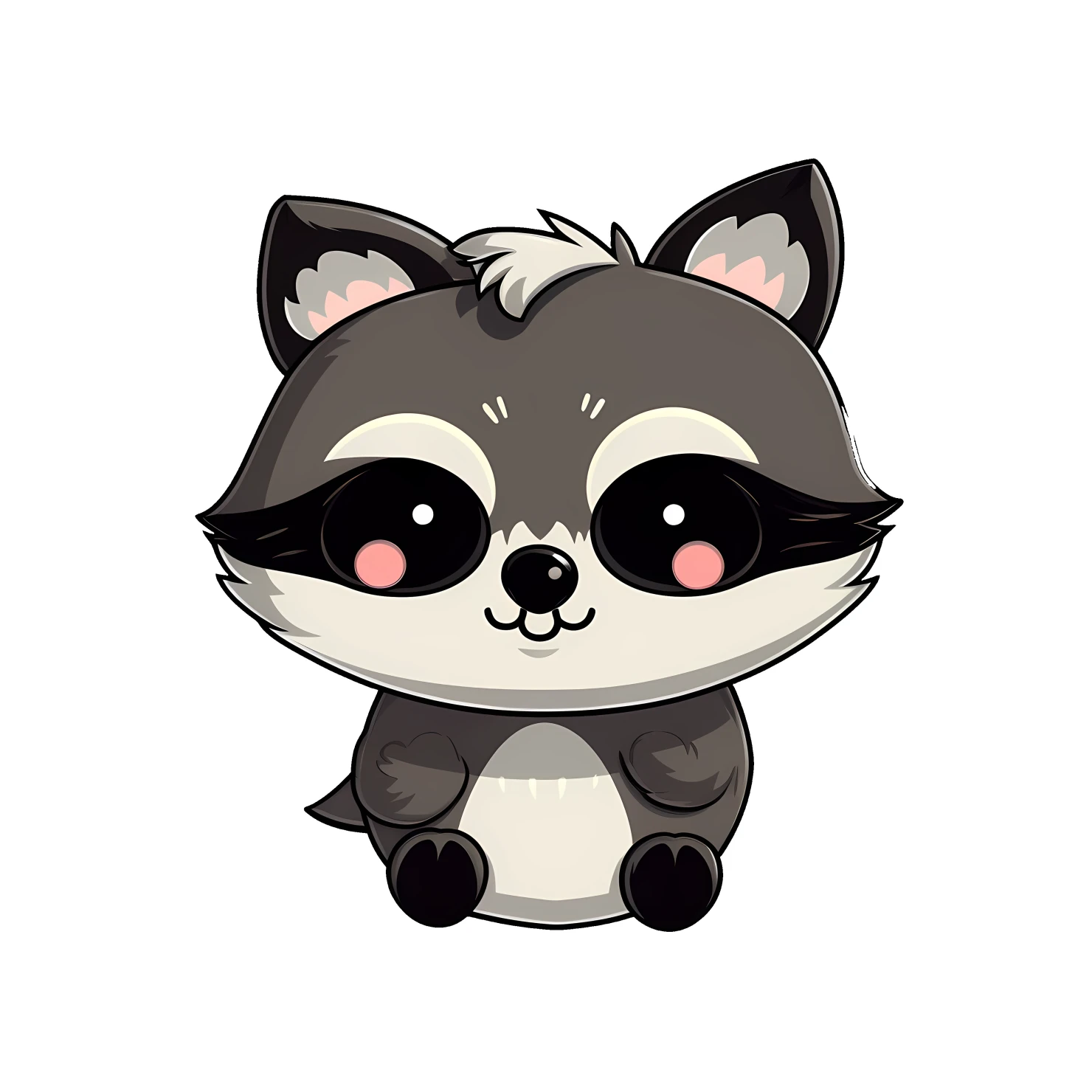 Kawaii raccoon sticker isolated on transparent background #26256