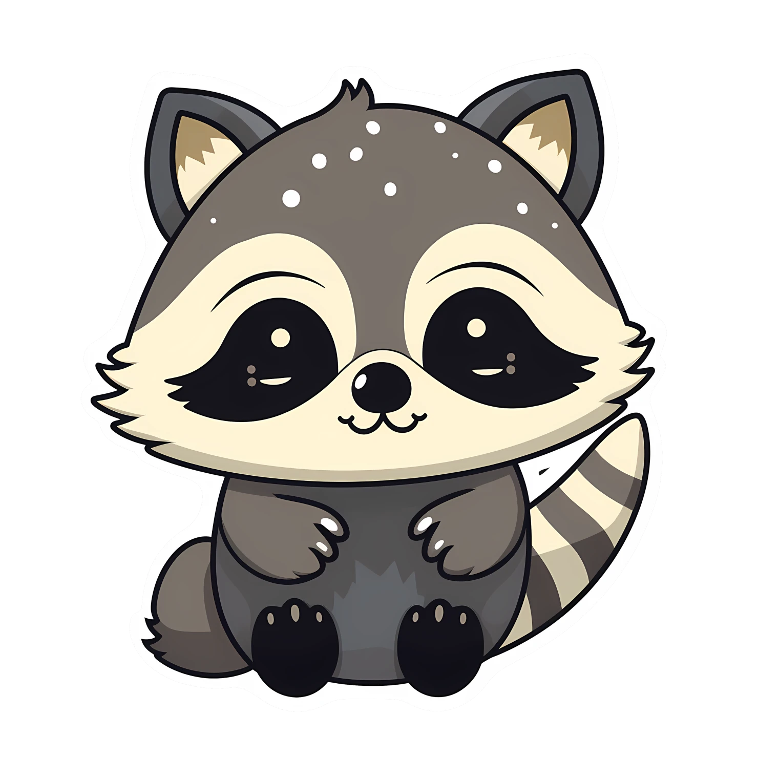 Kawaii raccoon sticker isolated on transparent background #26259