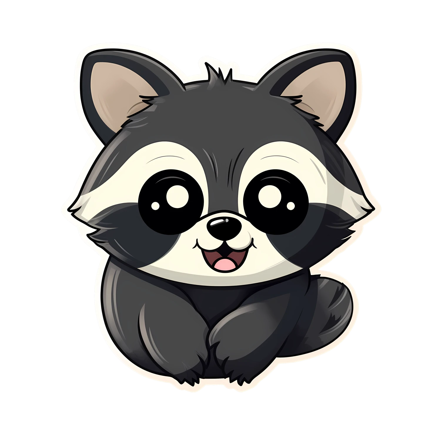 Kawaii raccoon sticker isolated on transparent background #26261