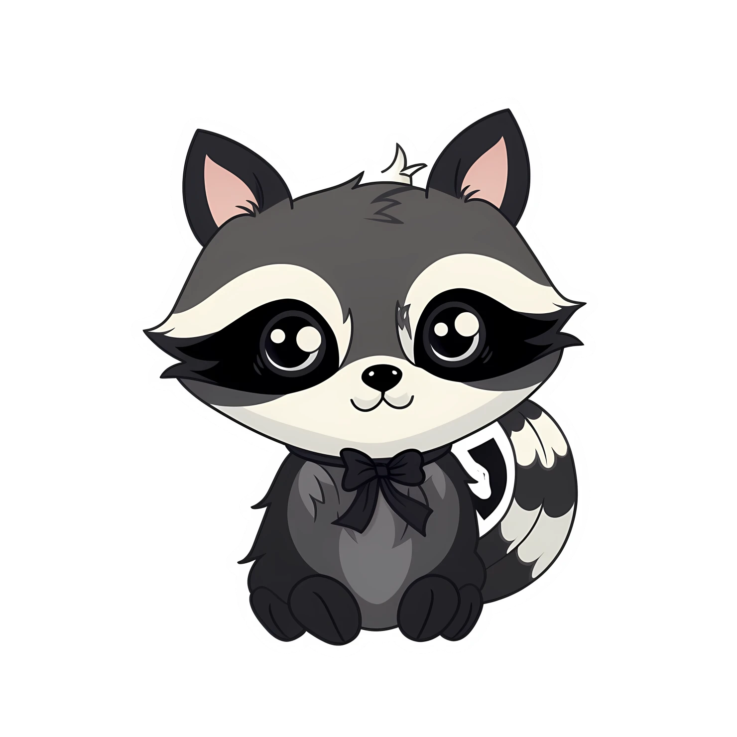 Kawaii raccoon sticker isolated on transparent background #26262