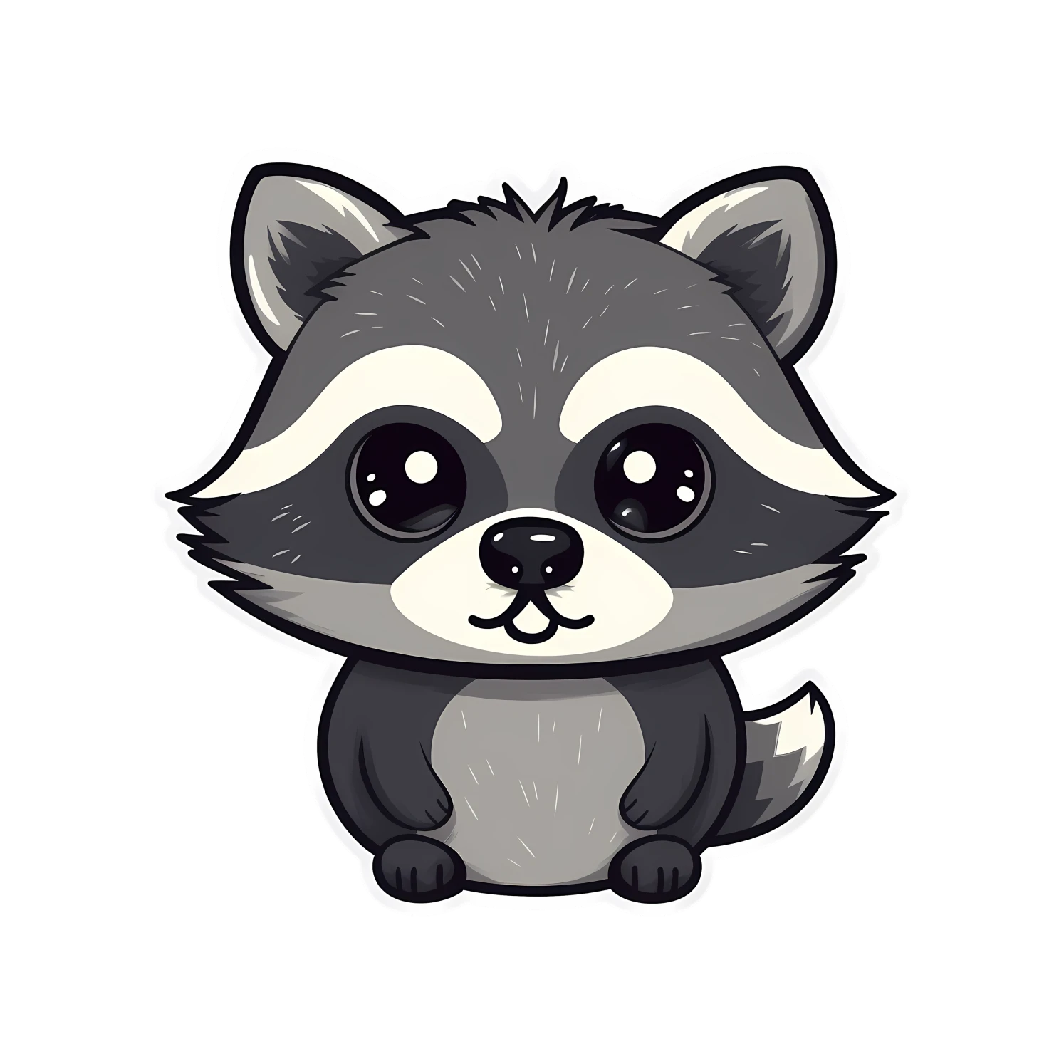 Kawaii raccoon sticker isolated on transparent background #26265
