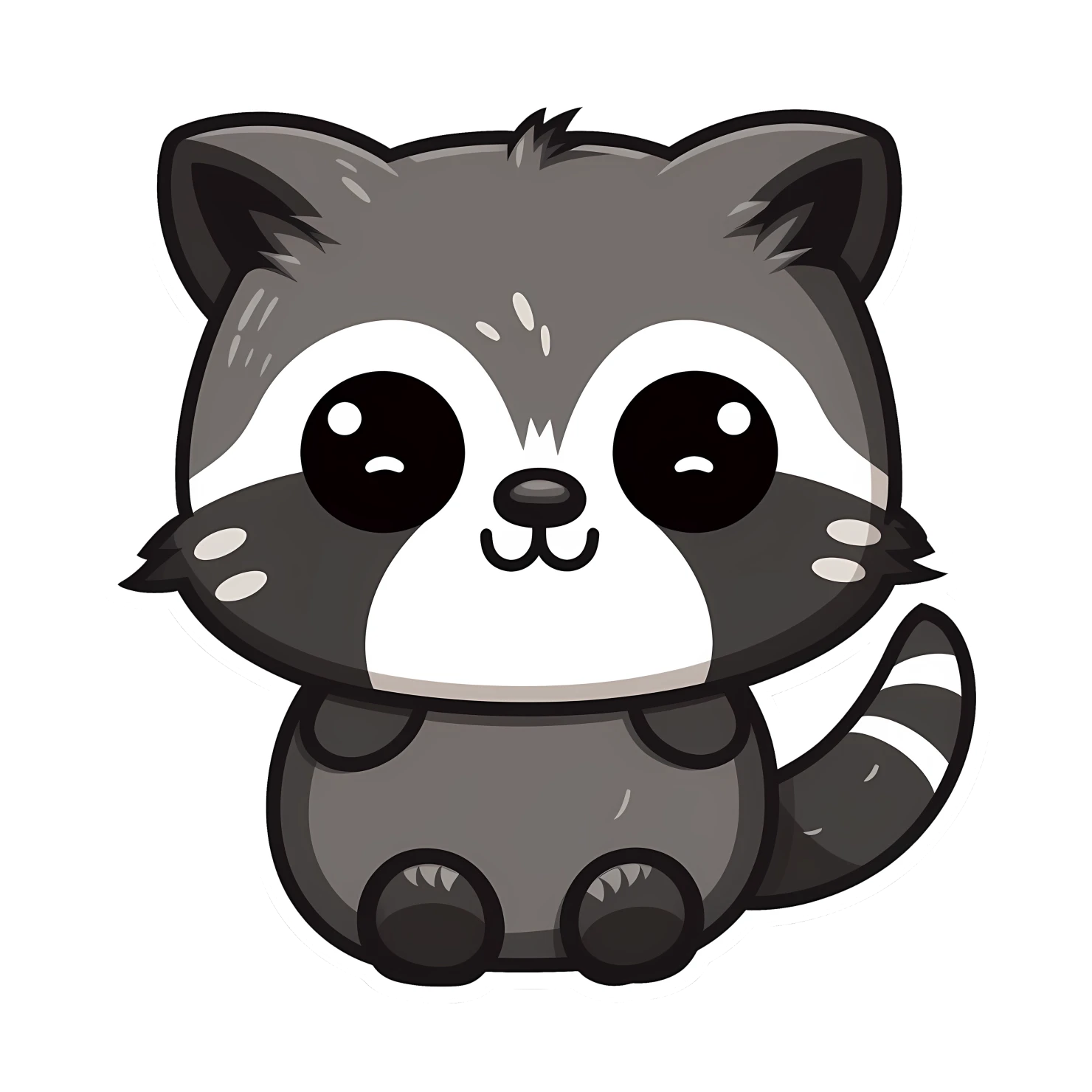 Kawaii raccoon sticker isolated on transparent background #26266