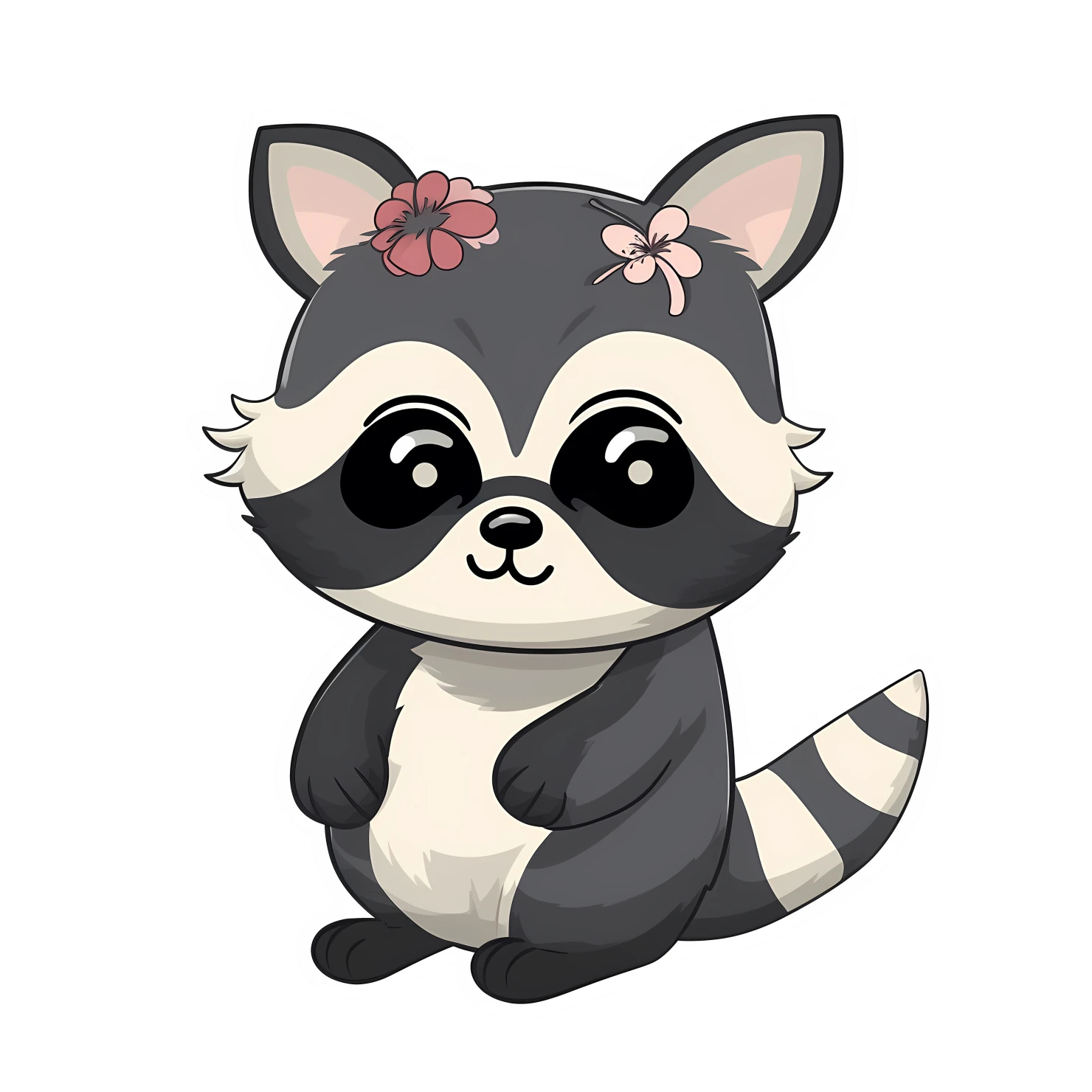 Kawaii raccoon sticker isolated on transparent background #26270
