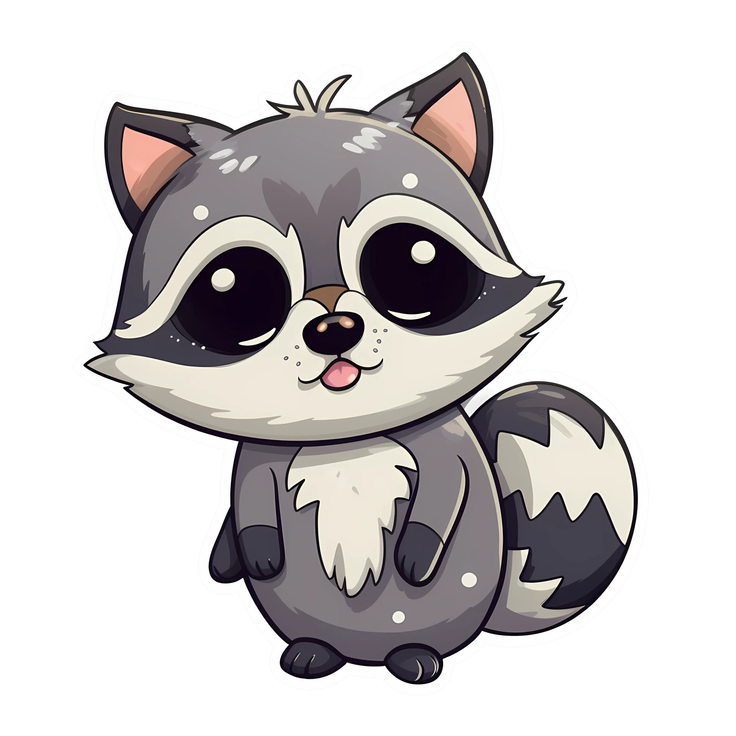 Kawaii raccoon sticker isolated on transparent background #26272
