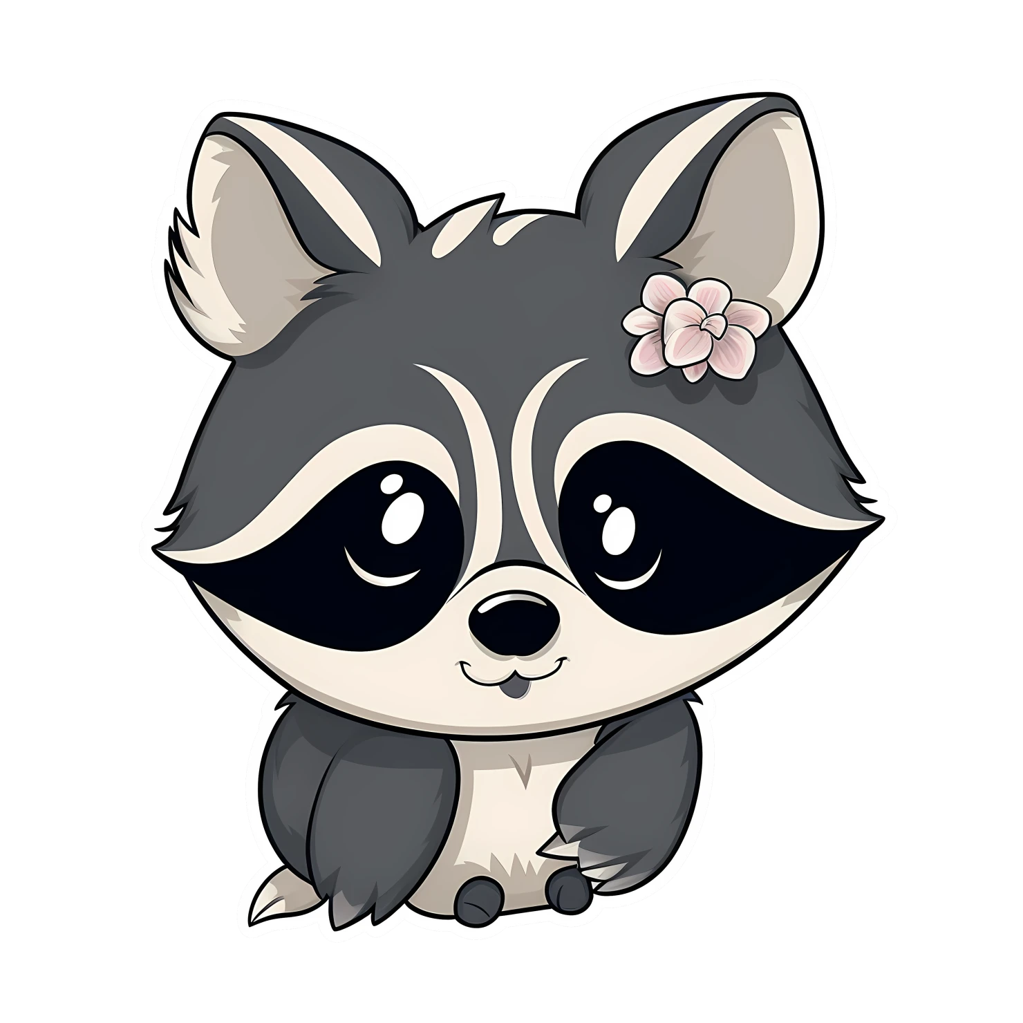 Kawaii raccoon sticker isolated on transparent background #26273