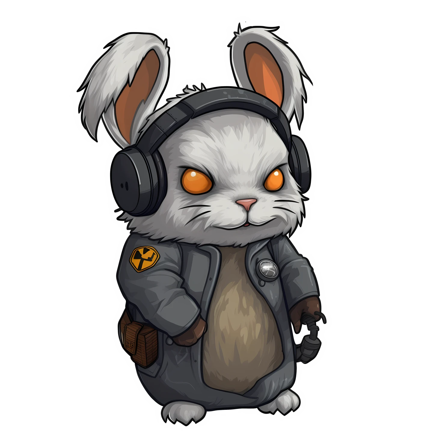 Kawaii cyberpunk rabbit sticker isolated on transparent background #26276