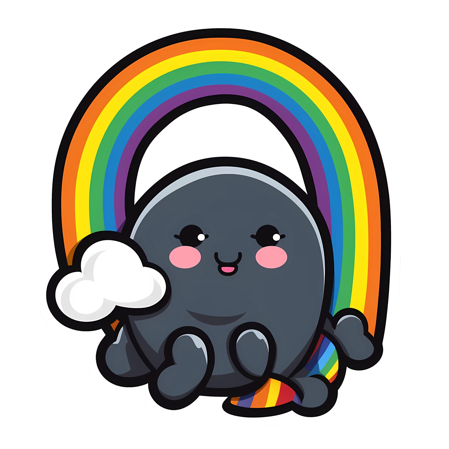 Kawaii rainbow sticker isolated on transparent background #26280