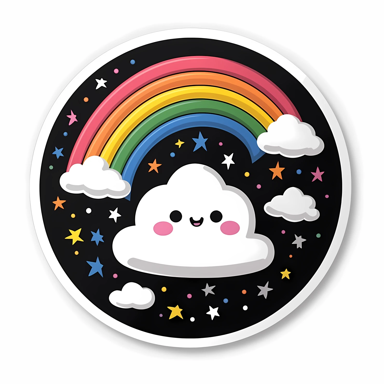 Kawaii rainbow sticker isolated on transparent background #26281