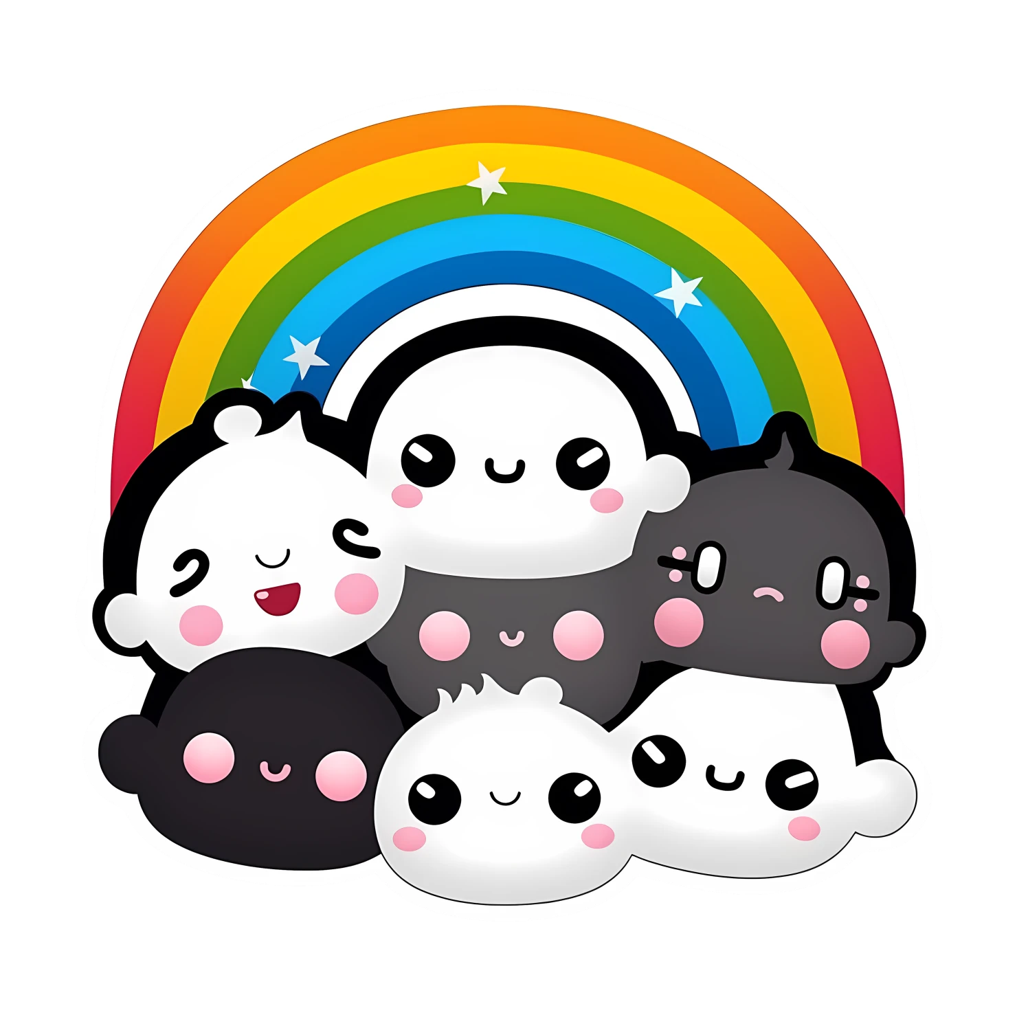 Kawaii rainbow sticker isolated on transparent background #26282
