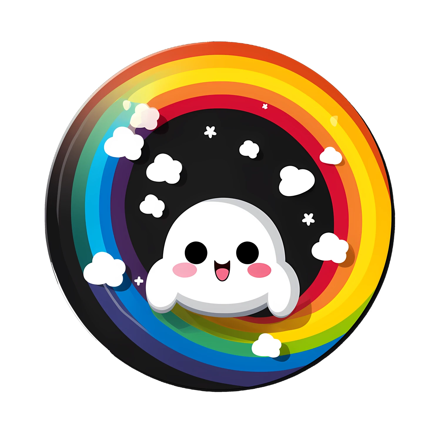 Kawaii rainbow sticker isolated on transparent background #26286