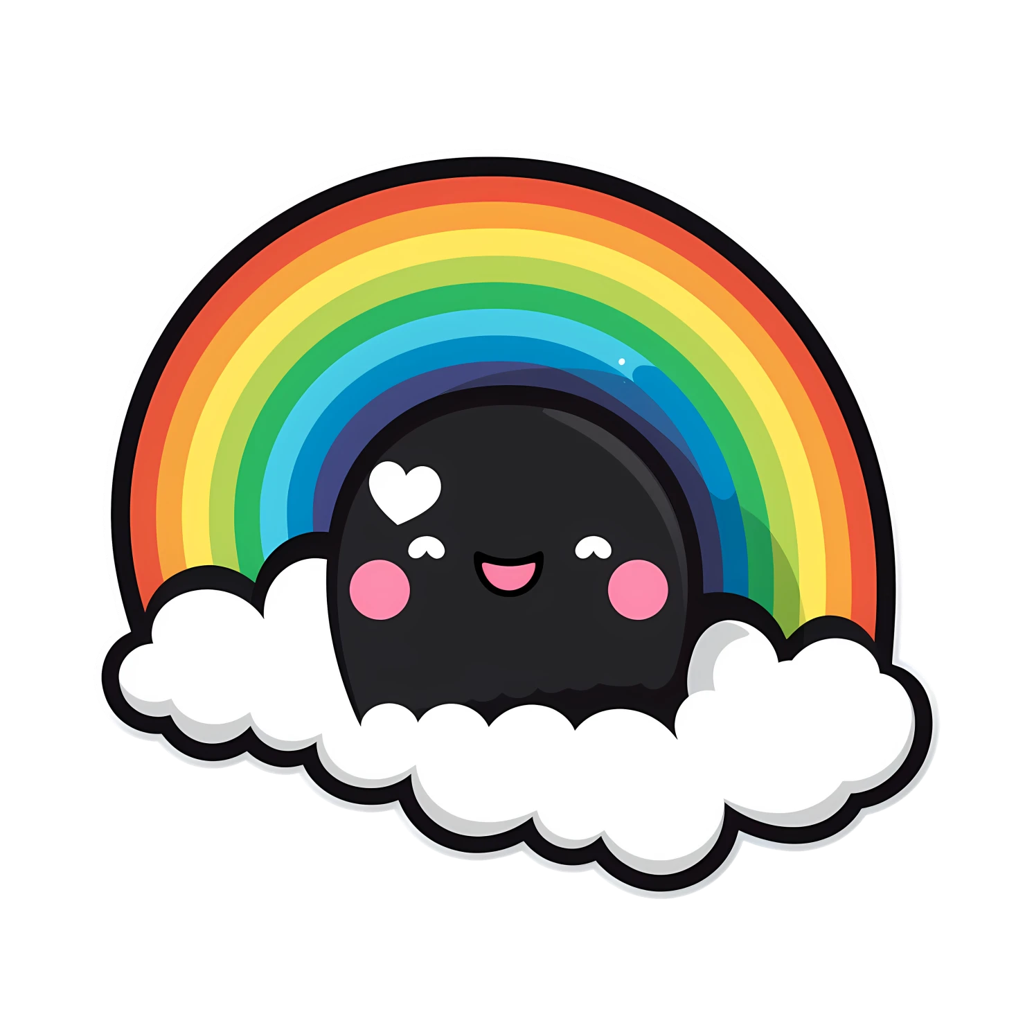 Kawaii rainbow sticker isolated on transparent background #26288
