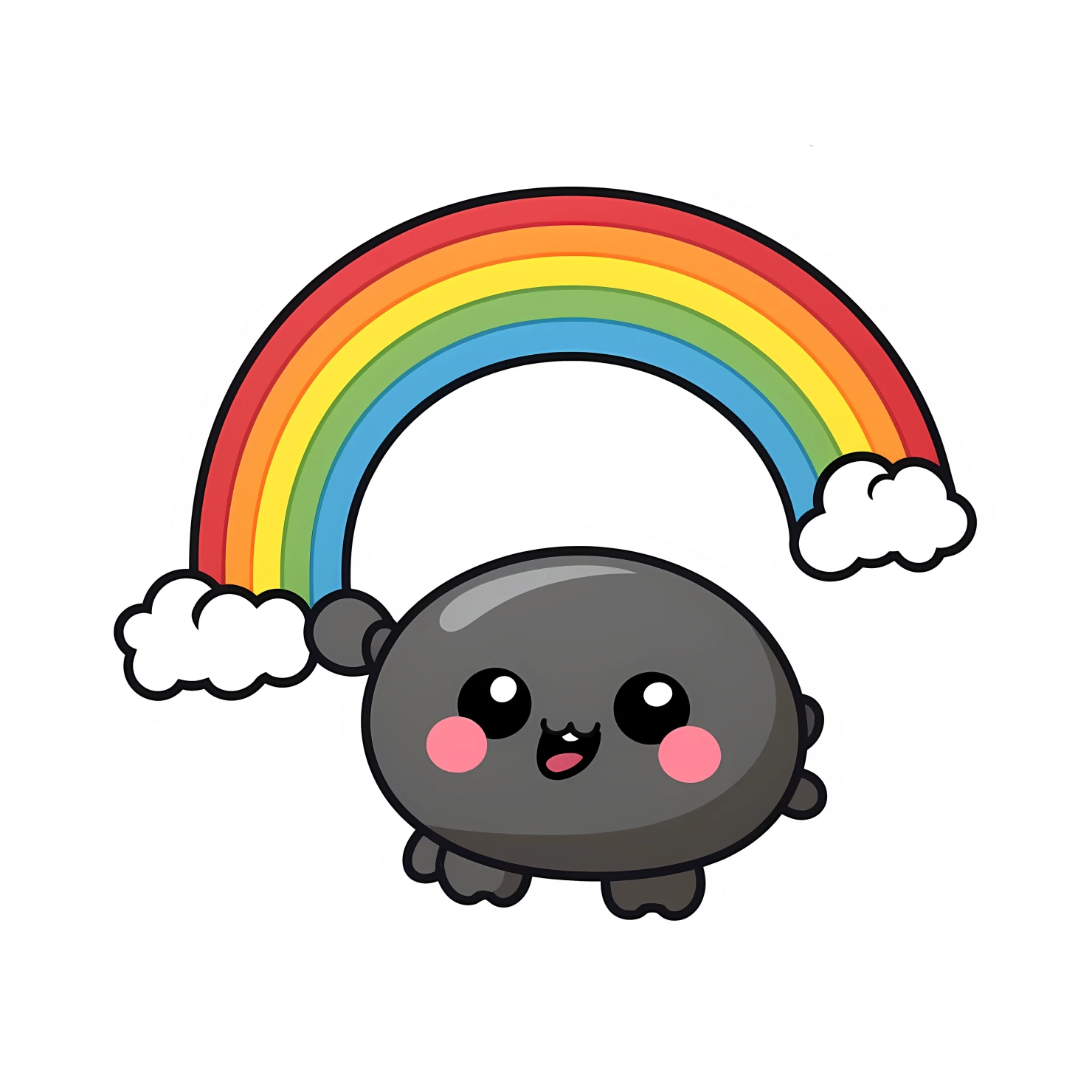 Kawaii rainbow sticker isolated on transparent background #26292